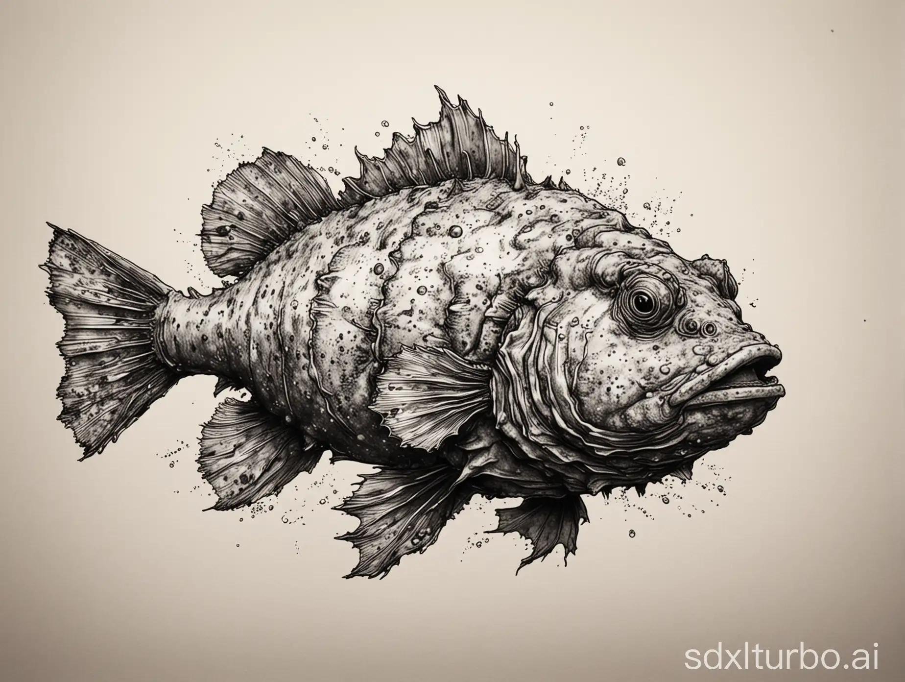 Abstract-Stonefish-Ink-Art-in-Fluid-Style