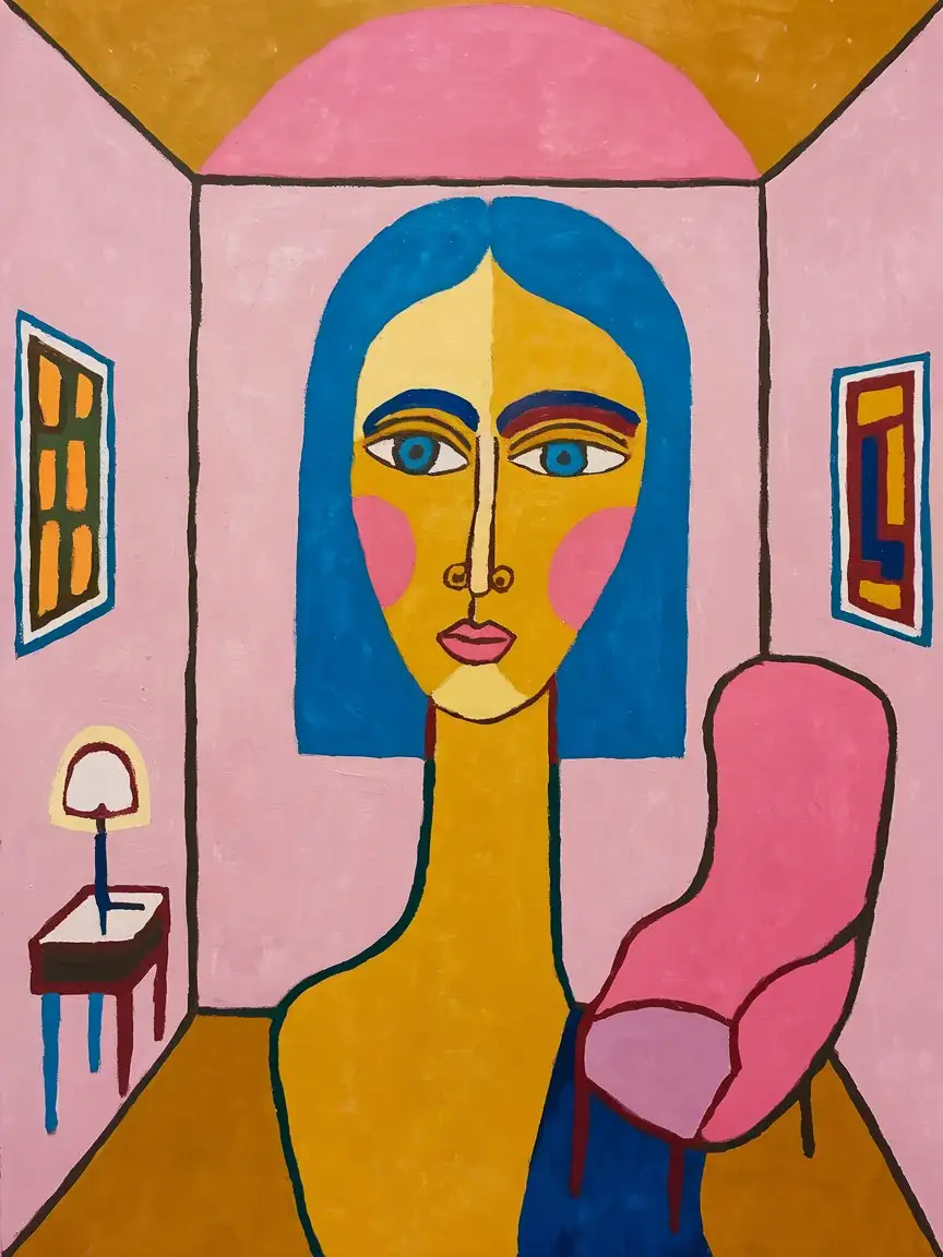 Feminist-Abstraction-Woman-with-Hairy-Legs-Inspired-by-Mondrian-and-Kusama