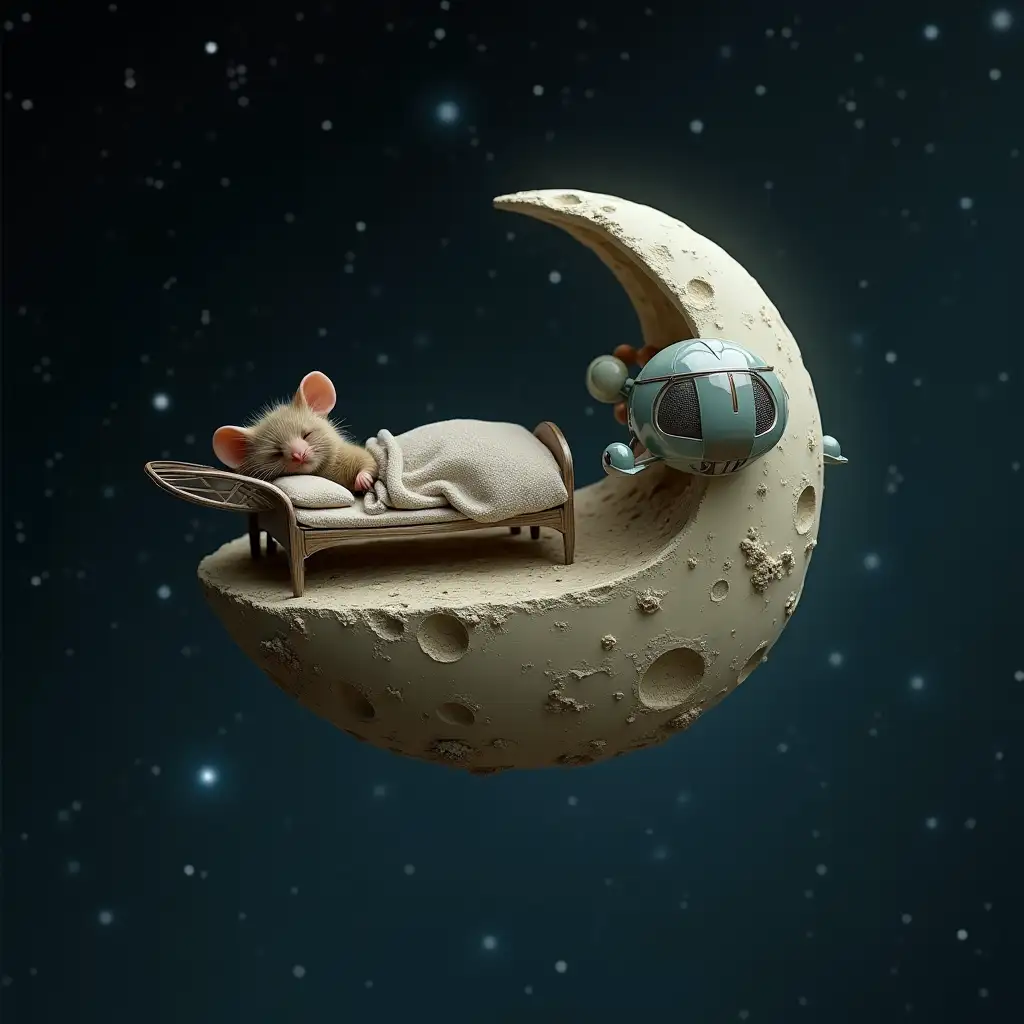 Surreal-Moon-Dreamscape-with-RatHuman-and-Vintage-Spaceship