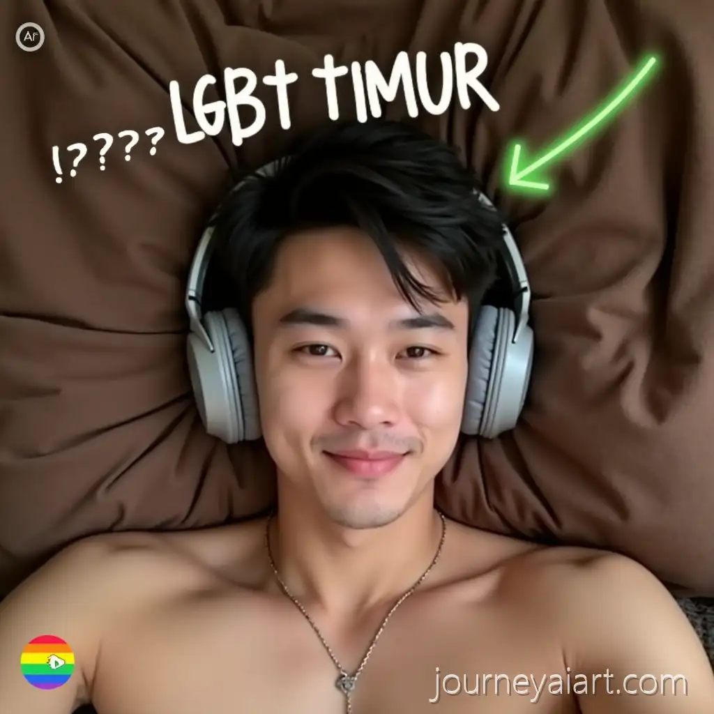 Young-Man-Relaxing-with-Headphones-andAI-Image-Prompt-Expansion-Rainbow-Flag-Icon