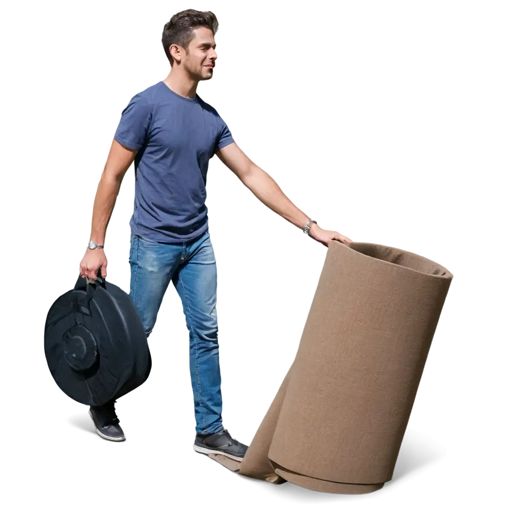 Man carrying a carpet roll