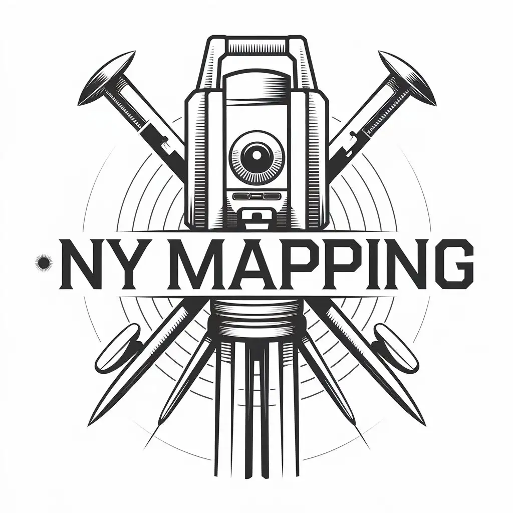 LOGO Design for NY Mapping Vector Style with Total Station Nail and Stake Theme