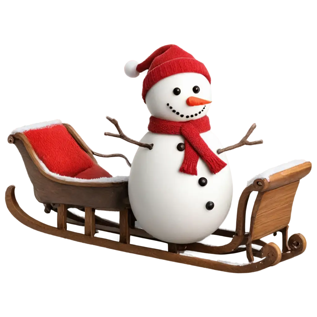 Snowman-on-Sleigh-PNG-HighQuality-Image-for-Holiday-Designs-and-More