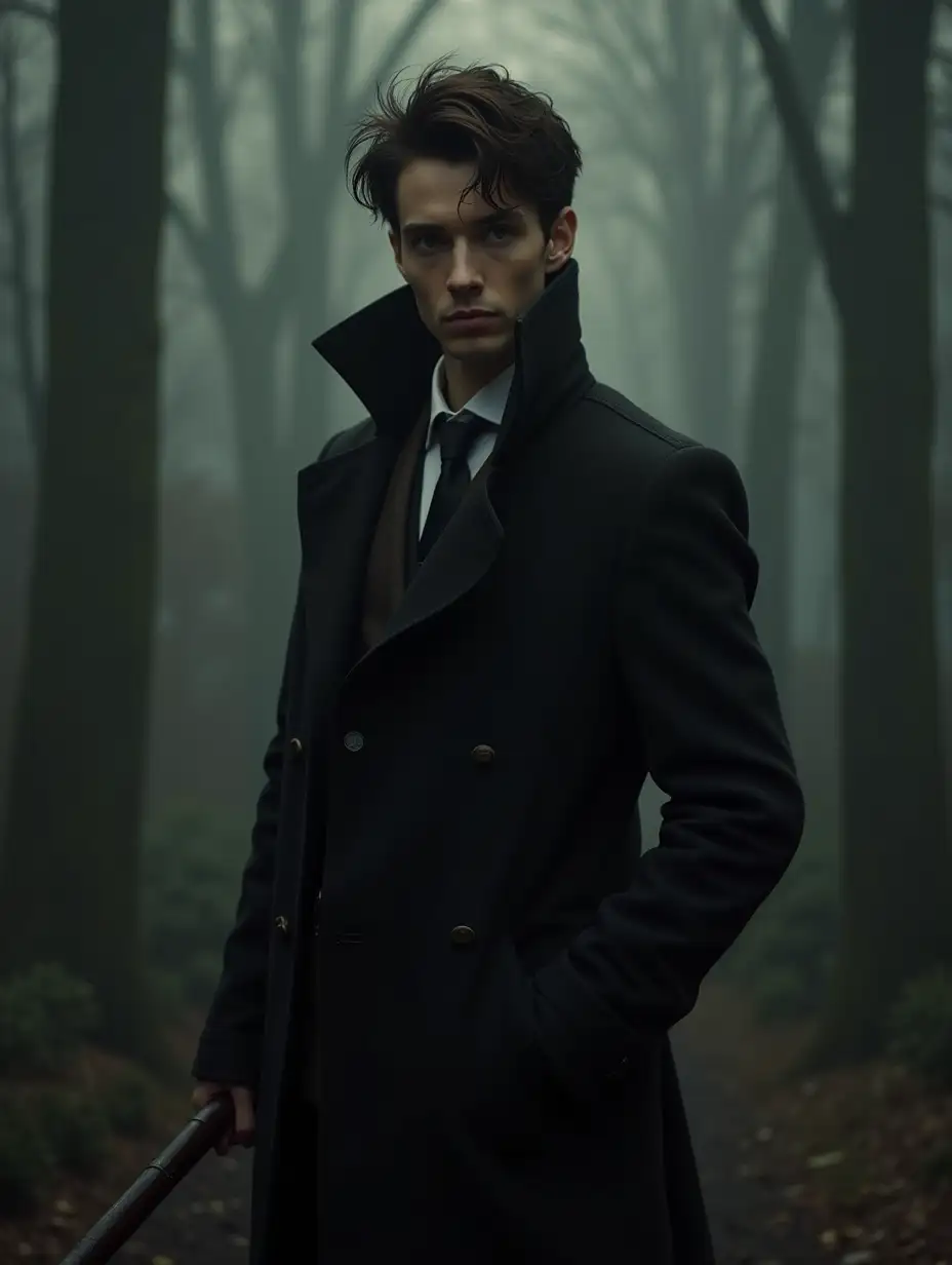 Young David Tennant as Bloodborne Hunter, less background, more light, no beard, with a cane