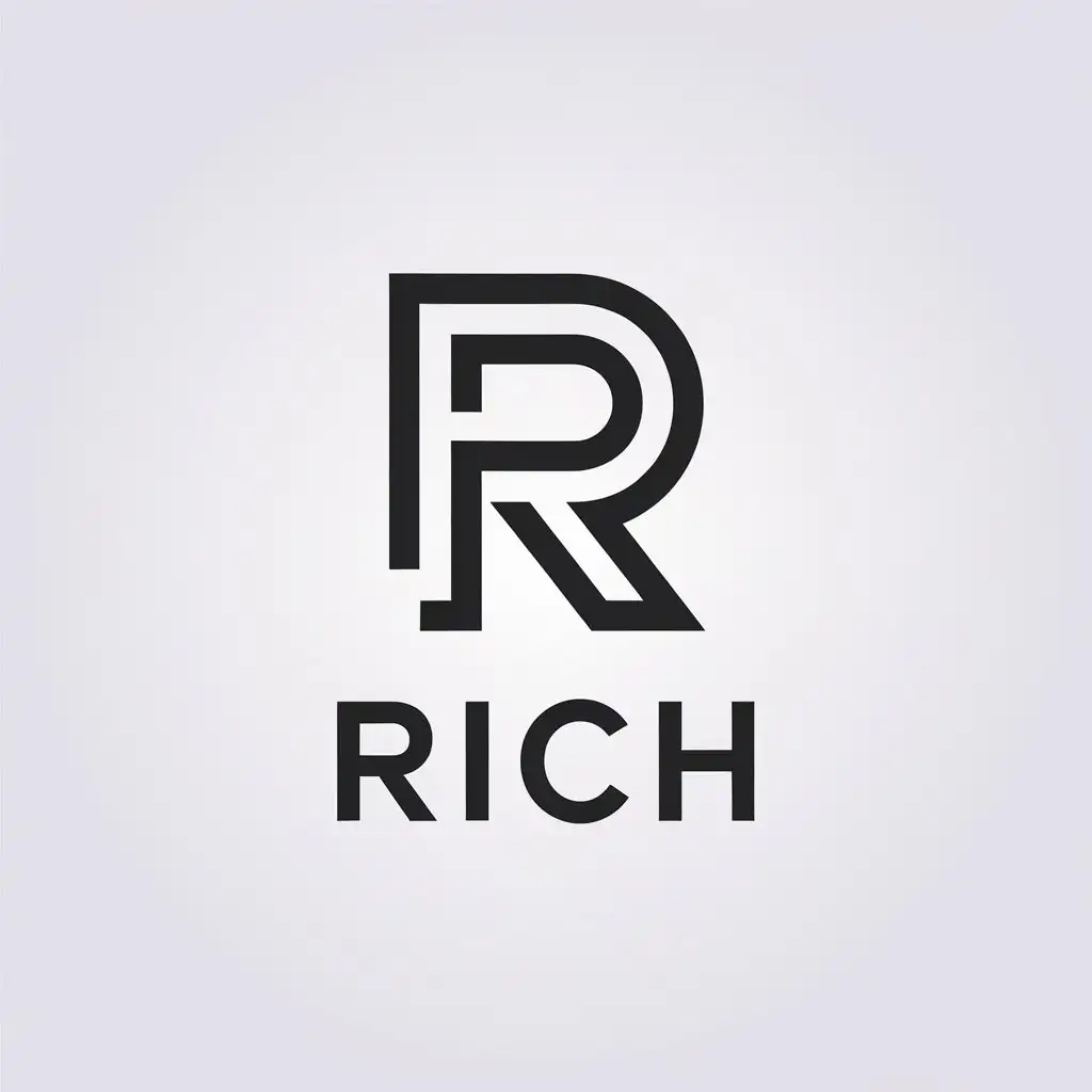 LOGO Design for RICH Minimalistic Vector with R Symbol for Internet Industry