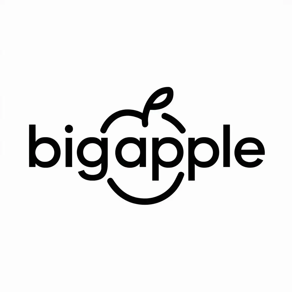 a logo design,with the text "BigApple", main symbol:apple,Minimalistic,be used in Retail industry,clear background