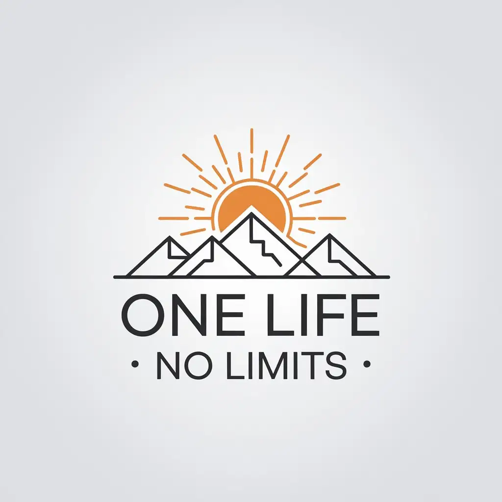 LOGO Design for One Life No Limits Sun Over Mountains Minimalistic Style for Sports Fitness Industry