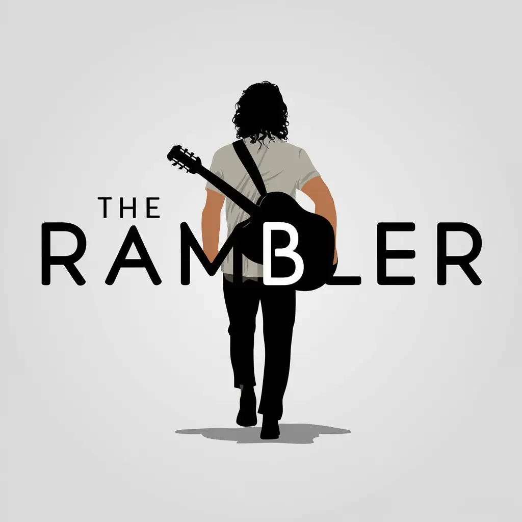 LOGO Design For The Rambler Minimalistic Traveler with Acoustic Guitar