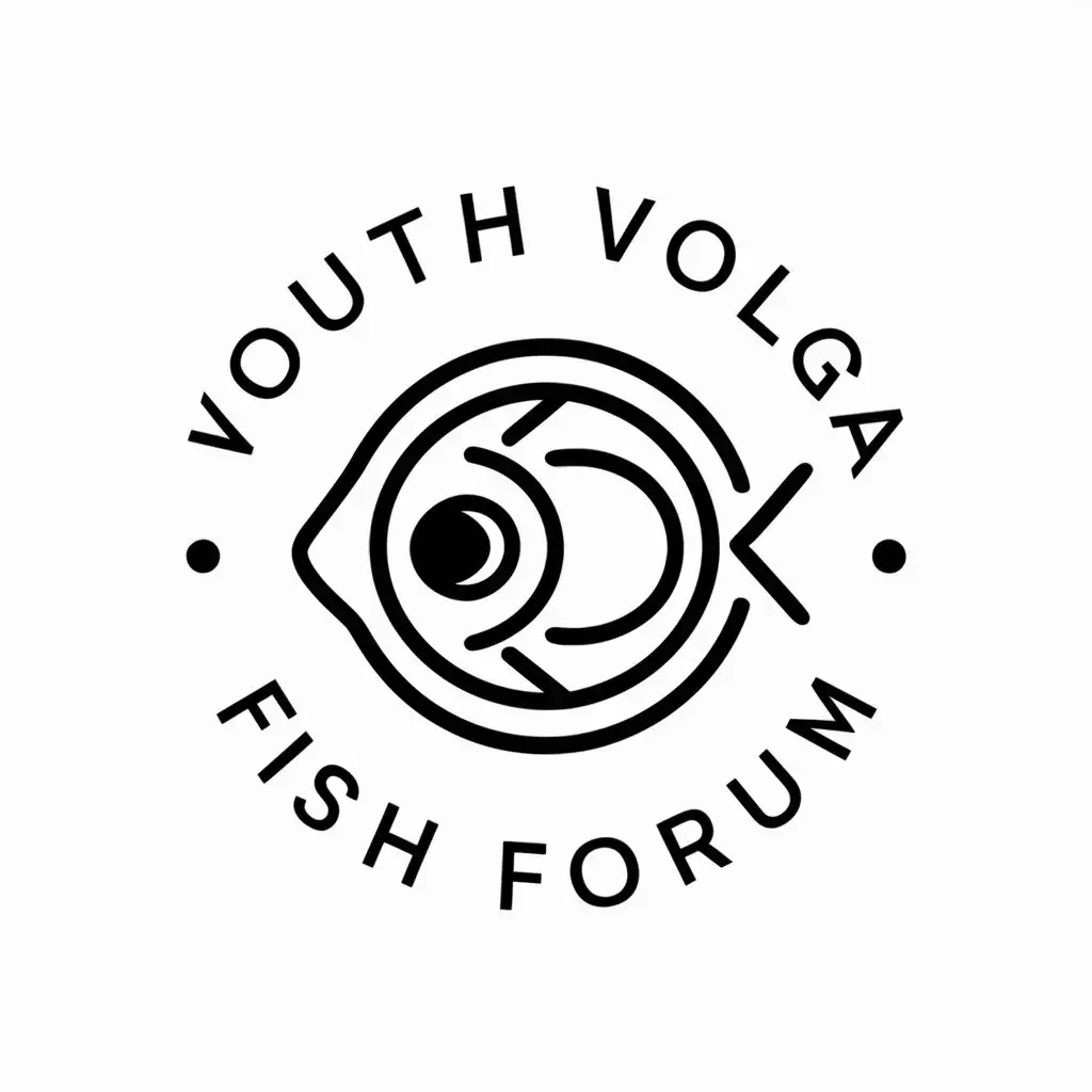 a vector logo design,with the text "Youth Volga fish forum", main symbol: Ichthyology,Minimalistic,be used in Education industry,clear background