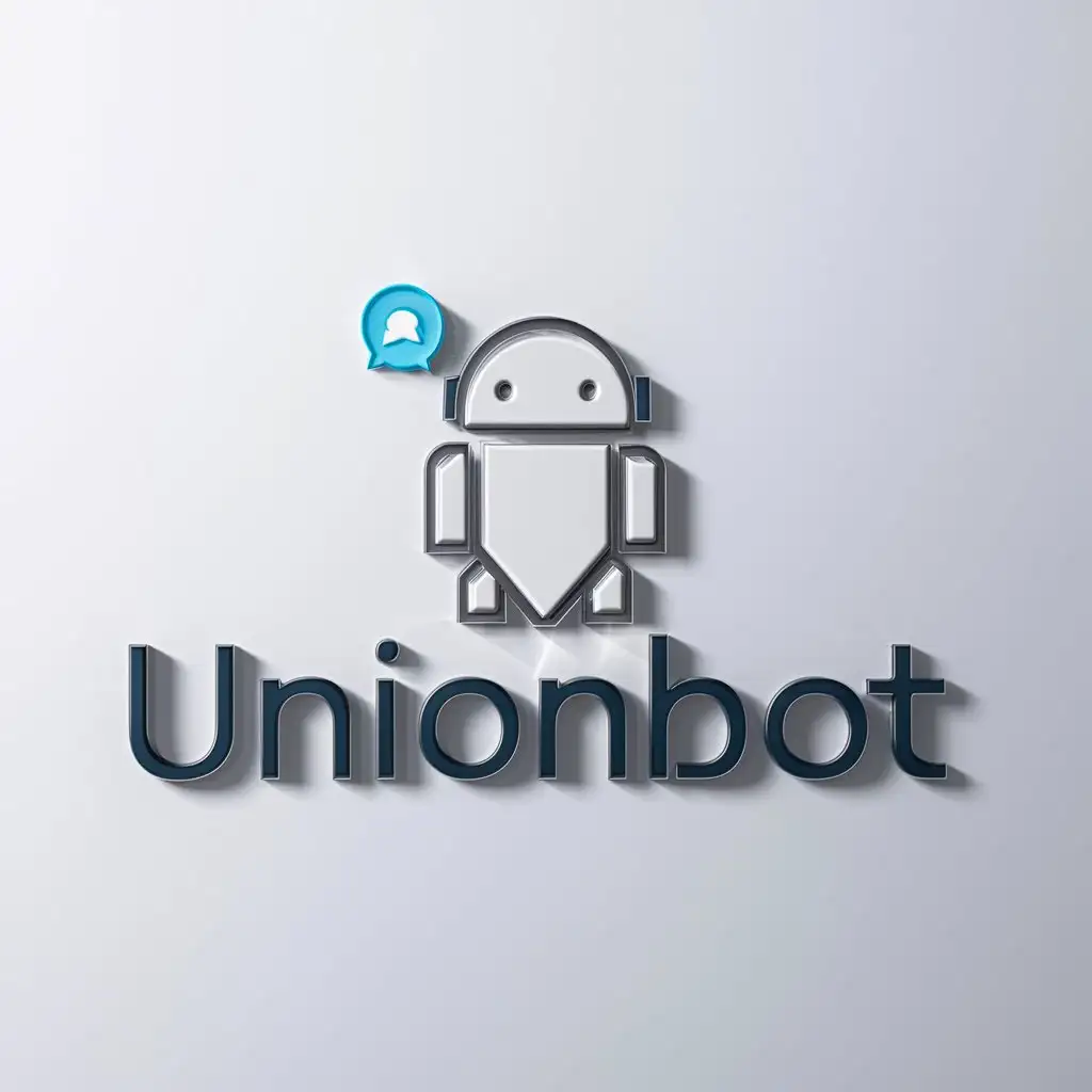 a logo design,with the text "unionbot", main symbol:robot, bot, telegram,Minimalistic,be used in Technology industry,clear background