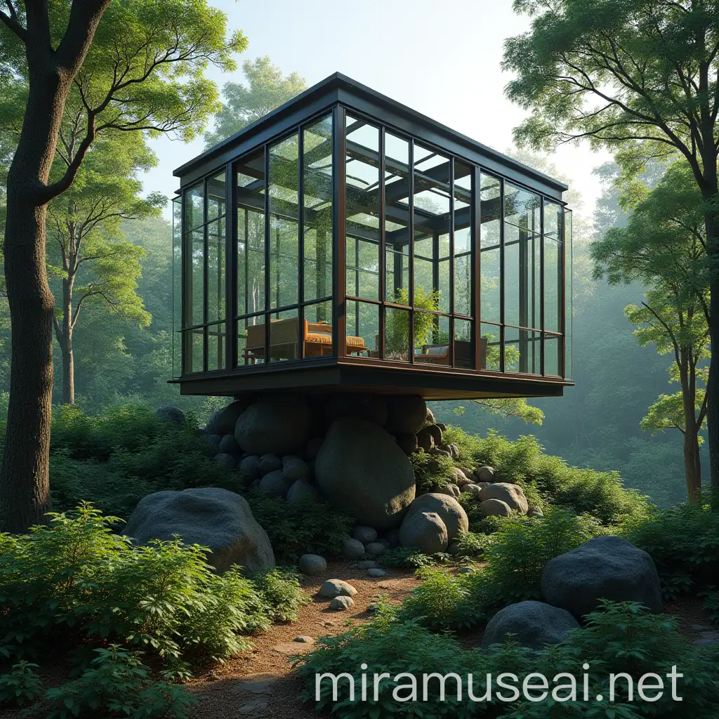 Glass Cube Cage in Forest Habitat