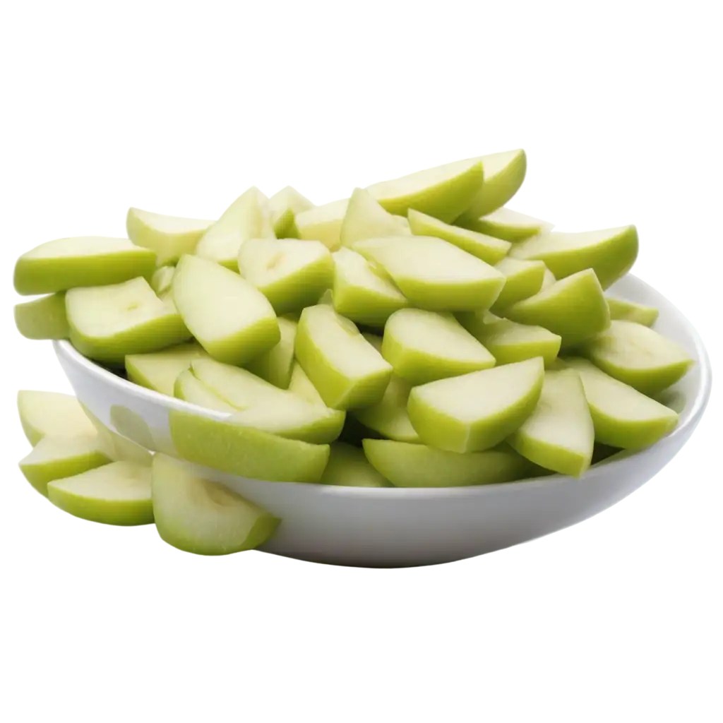 Small chopped green apple pieces in white bowl