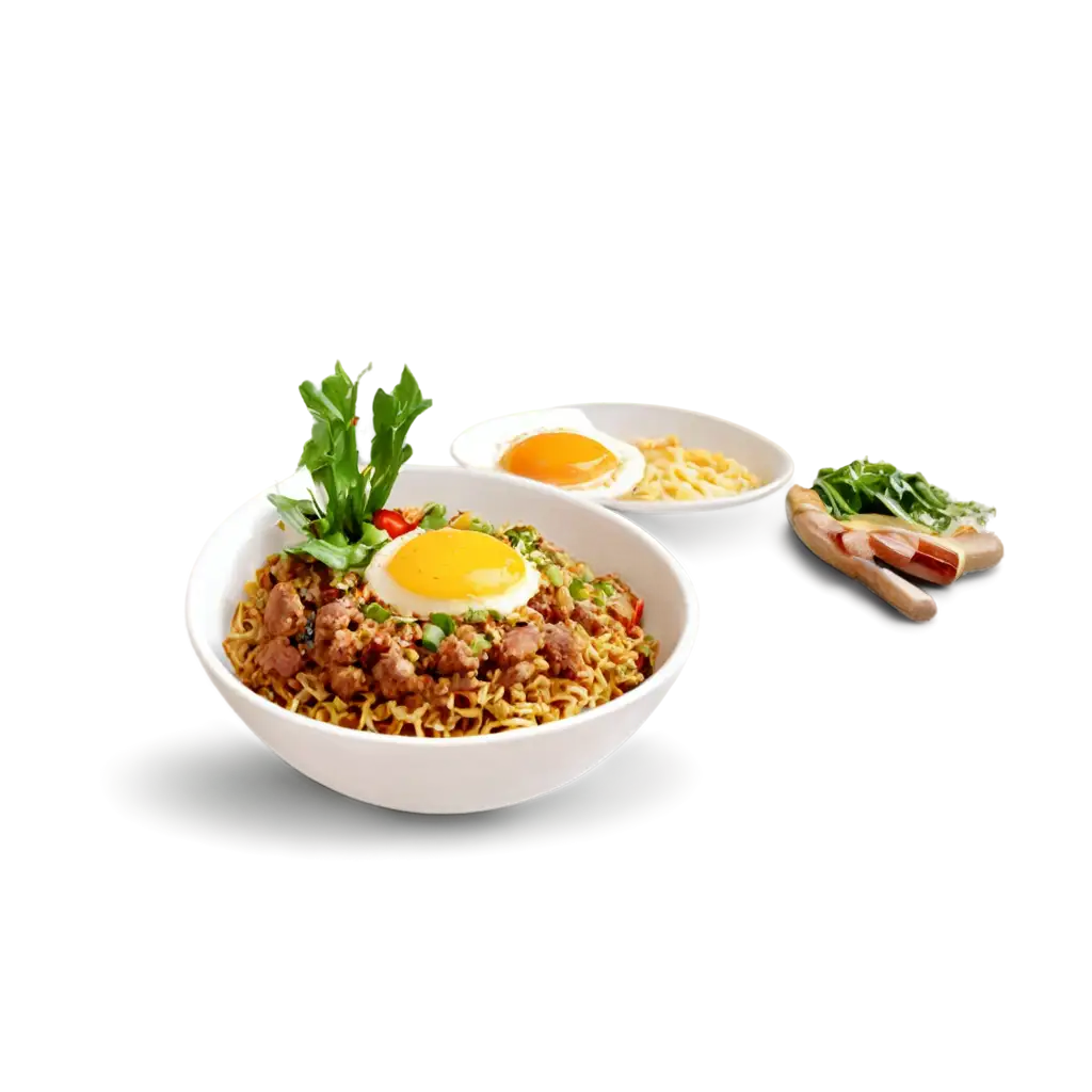 Indomie-Garnished-with-Egg-and-Sausage-PNG-Image-for-Culinary-Creations