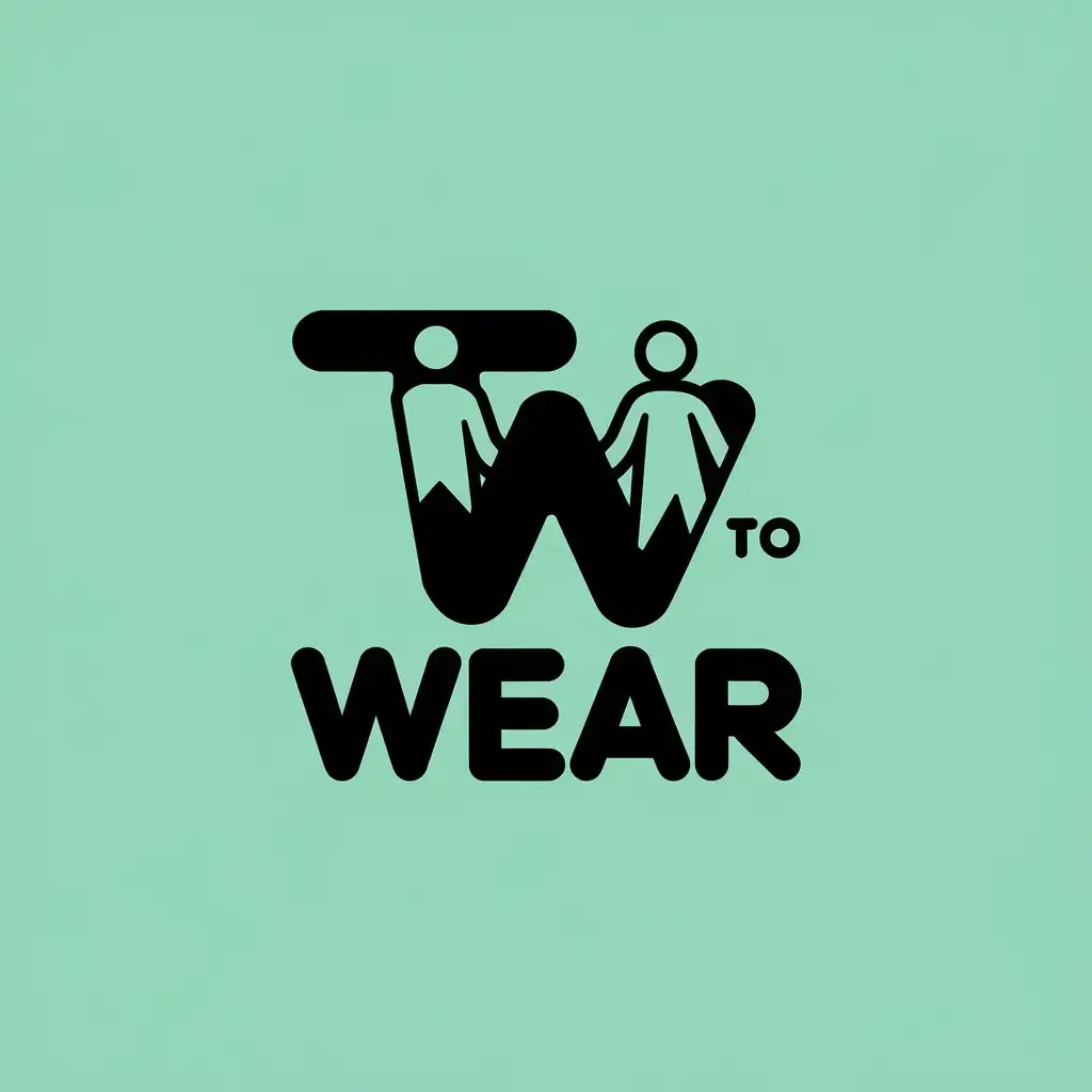 LOGO Design For to wear Two People Wearing Clothes on Letter W with Mint Green Background