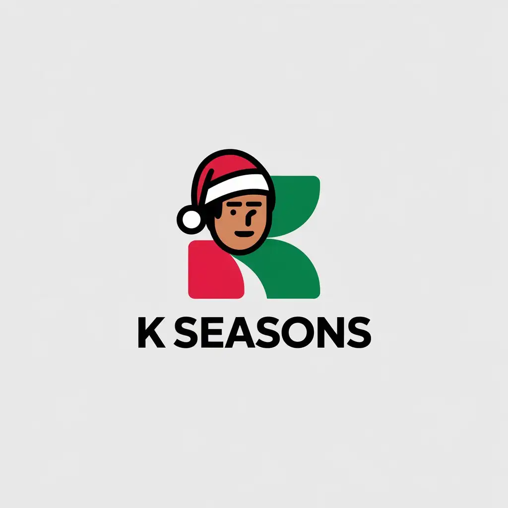 LOGO Design for K Seasons Minimalistic Vector with Indonesian Man in Santa Hat