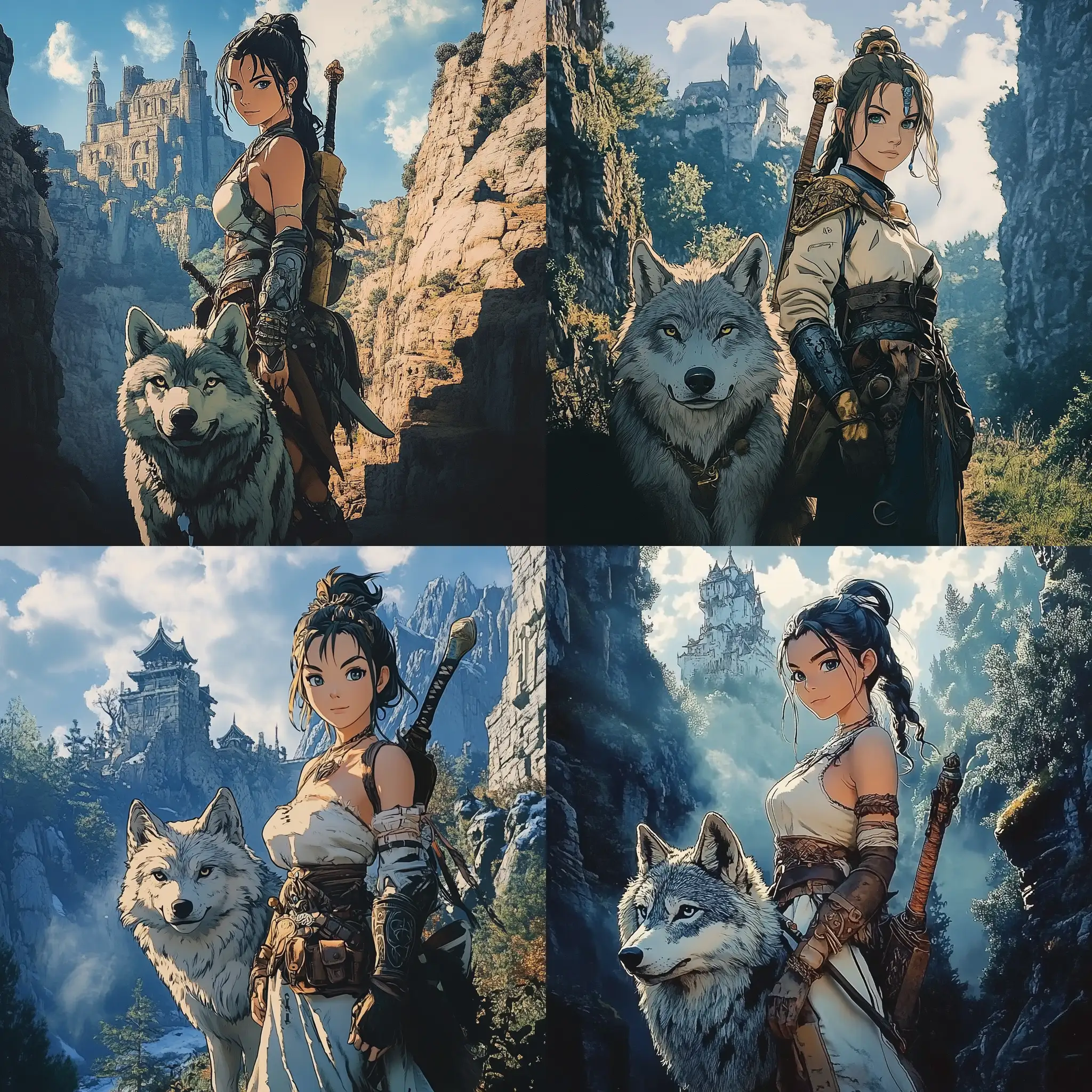 Beautiful-Female-Warrior-with-Wolf-Companion-in-a-Fantasy-Landscape