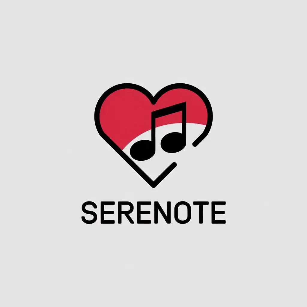 LOGO Design for Serenote Minimalistic Heart Symbolizing Music with Clear Background