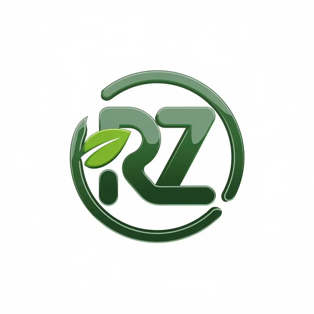 LOGO Design for RZ Agro 3D Green Leaf Circle Style with Clear Background