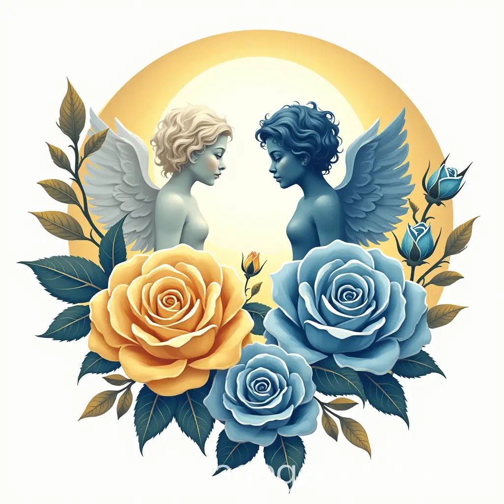 Circle-Logo-Design-Featuring-Angels-and-Roses-in-Yellow-and-Blue