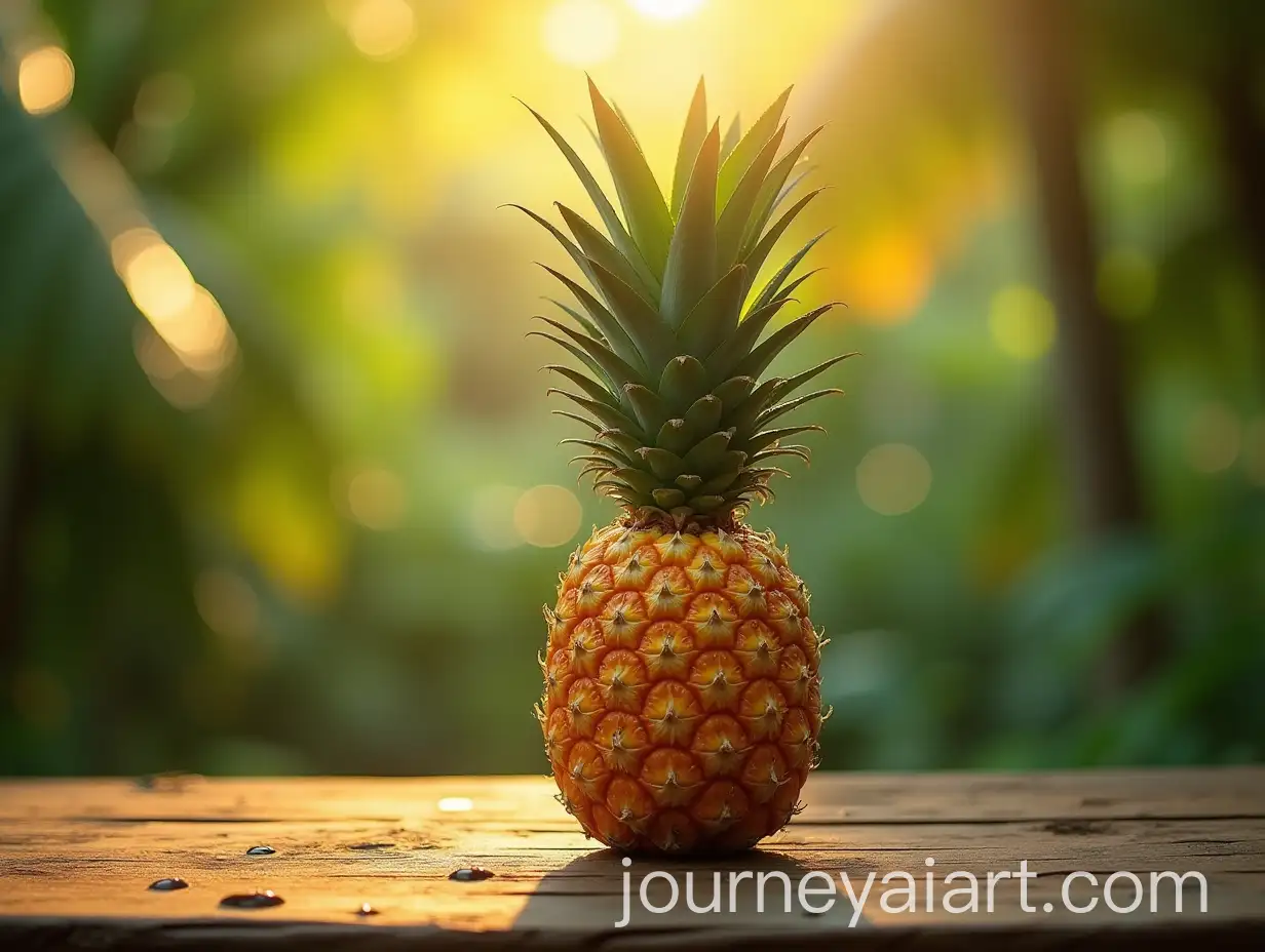 CloseUp-of-a-Ripe-Pineapple-with-Morning-Light-and-Tropical-Background