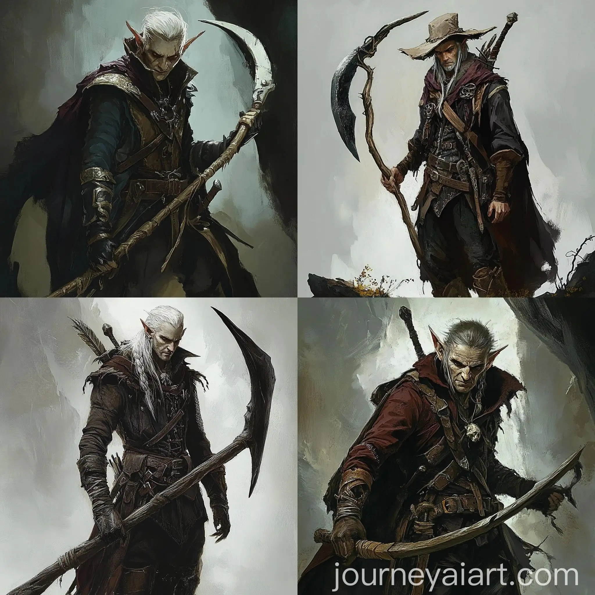 Pale-Elf-Fighter-Ranger-with-Scythe