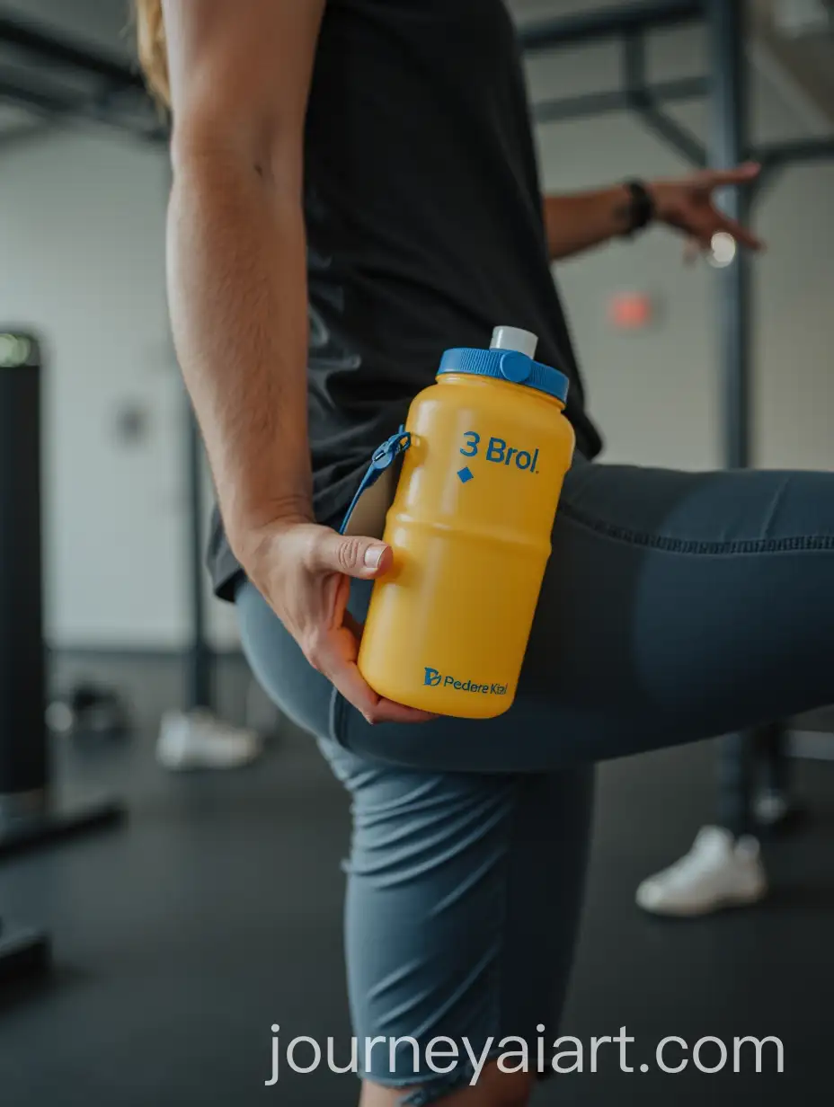 Person-Practicing-at-the-Gym-with-Yellow-and-Blue-Water-Bottle