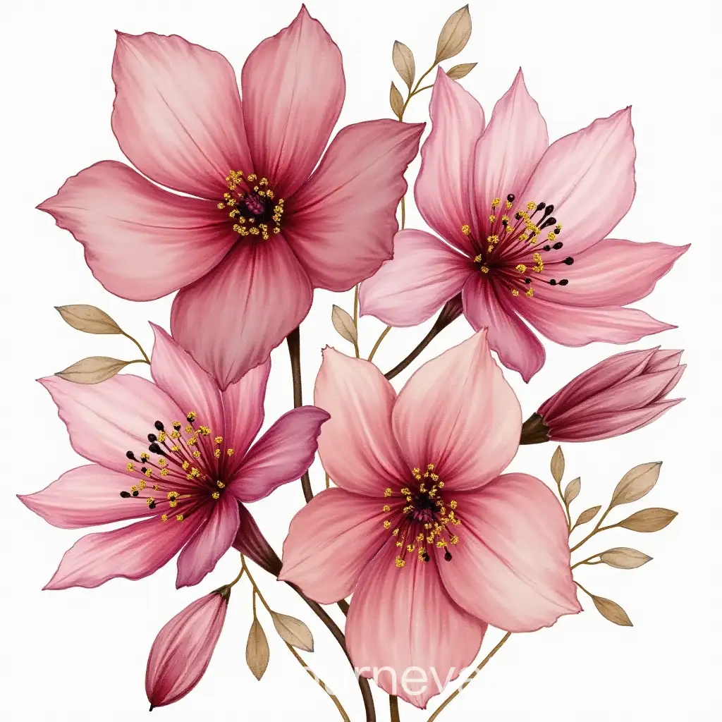 Maroon-Watercolor-Flowers-with-Gold-Speckles-Artwork