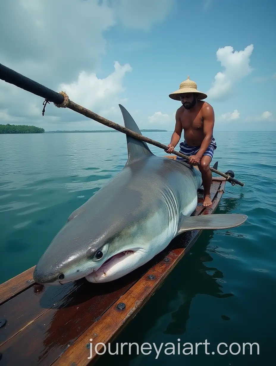 Shark-Speared-by-Indonesian-Fishermen-in-Traditional-Boat