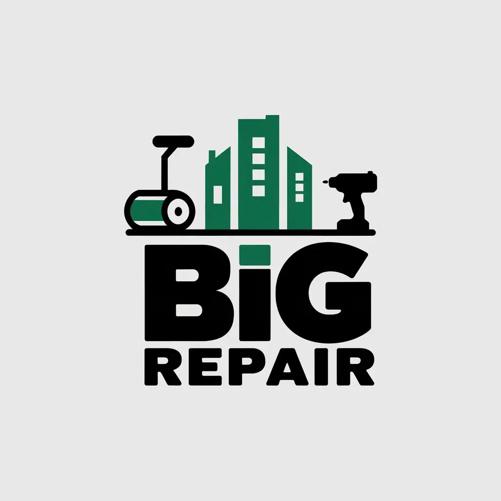 LOGO Design for Big Repair Modern Vector Logo with Roller and Power Drill