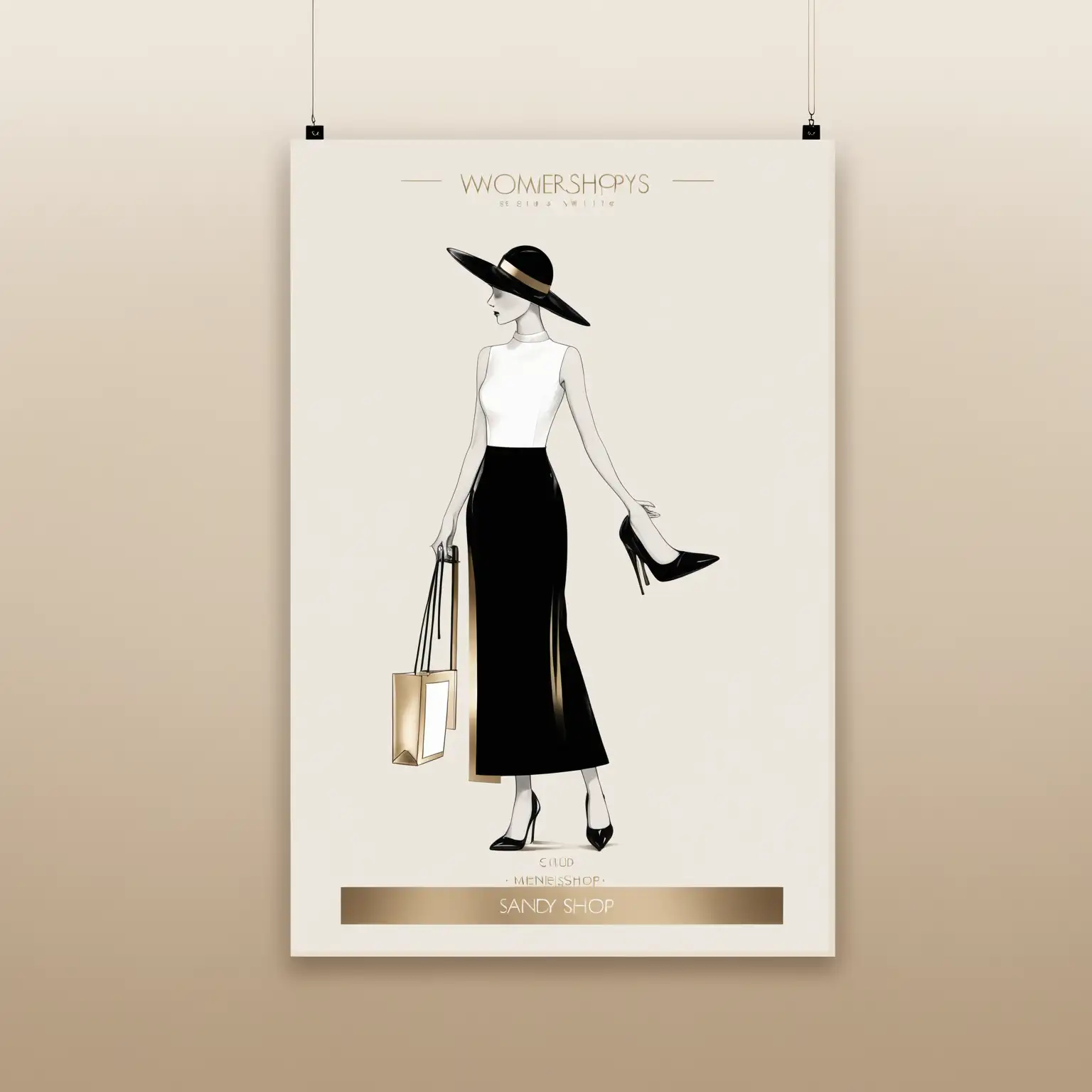 Elegant Minimalist Black and White Womens Shop Poster