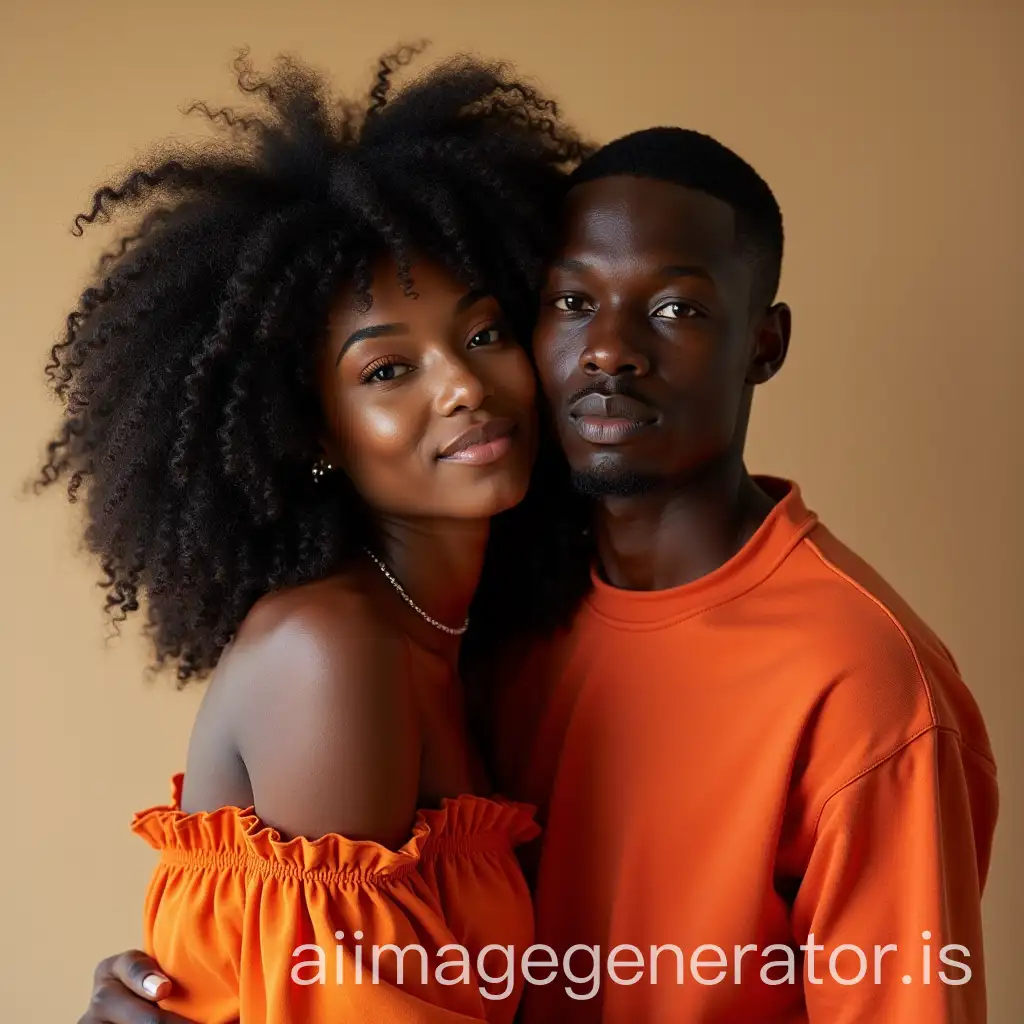 African-American-Couple-in-Matching-Clothing-Embracing