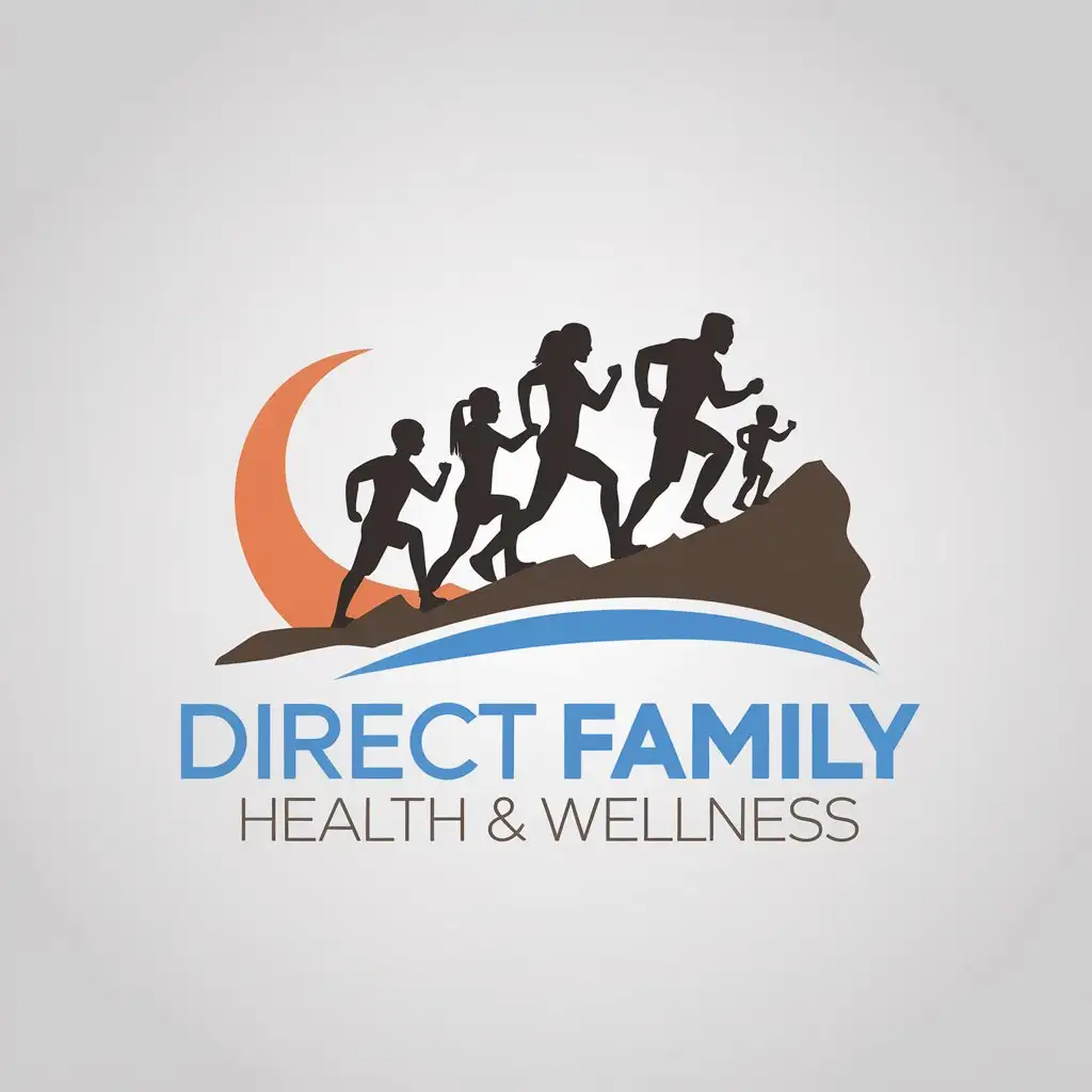 LOGO Design for Direct Family Health Wellness Minimalistic Silhouette of Mountains Symbolizing Family Togetherness in Sports Fitness