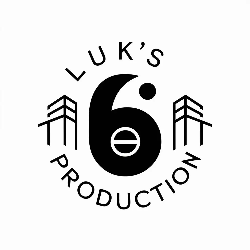 a vector logo design,with the text "LUK'S PRODUCTION", main symbol:6, b, stage,complex,be used in performance industry,clear background