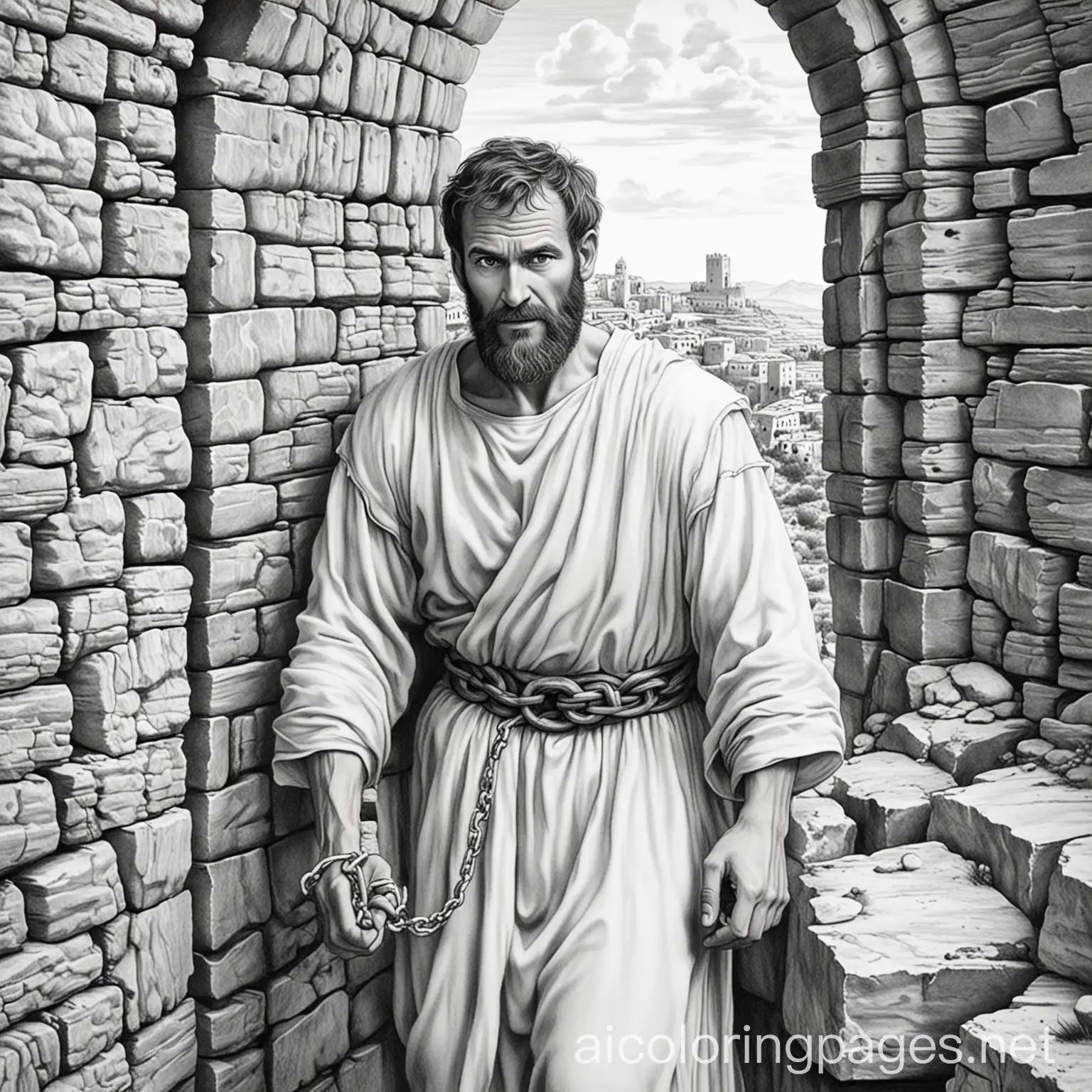 Apostle-Paul-in-Roman-Dungeon-Coloring-Page