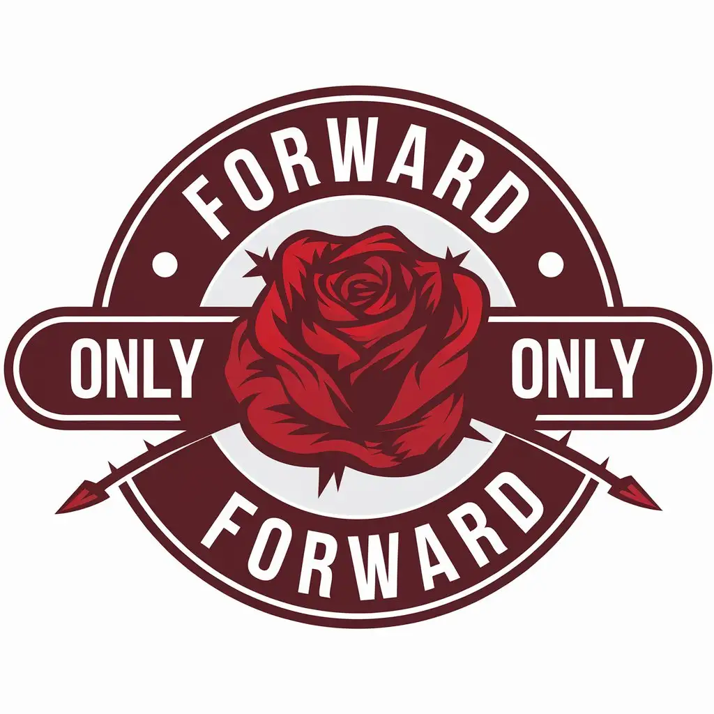 a vector logo design,with the text "Forward, only forward", main symbol:Rosa,Moderate,be used in Internet industry,clear background