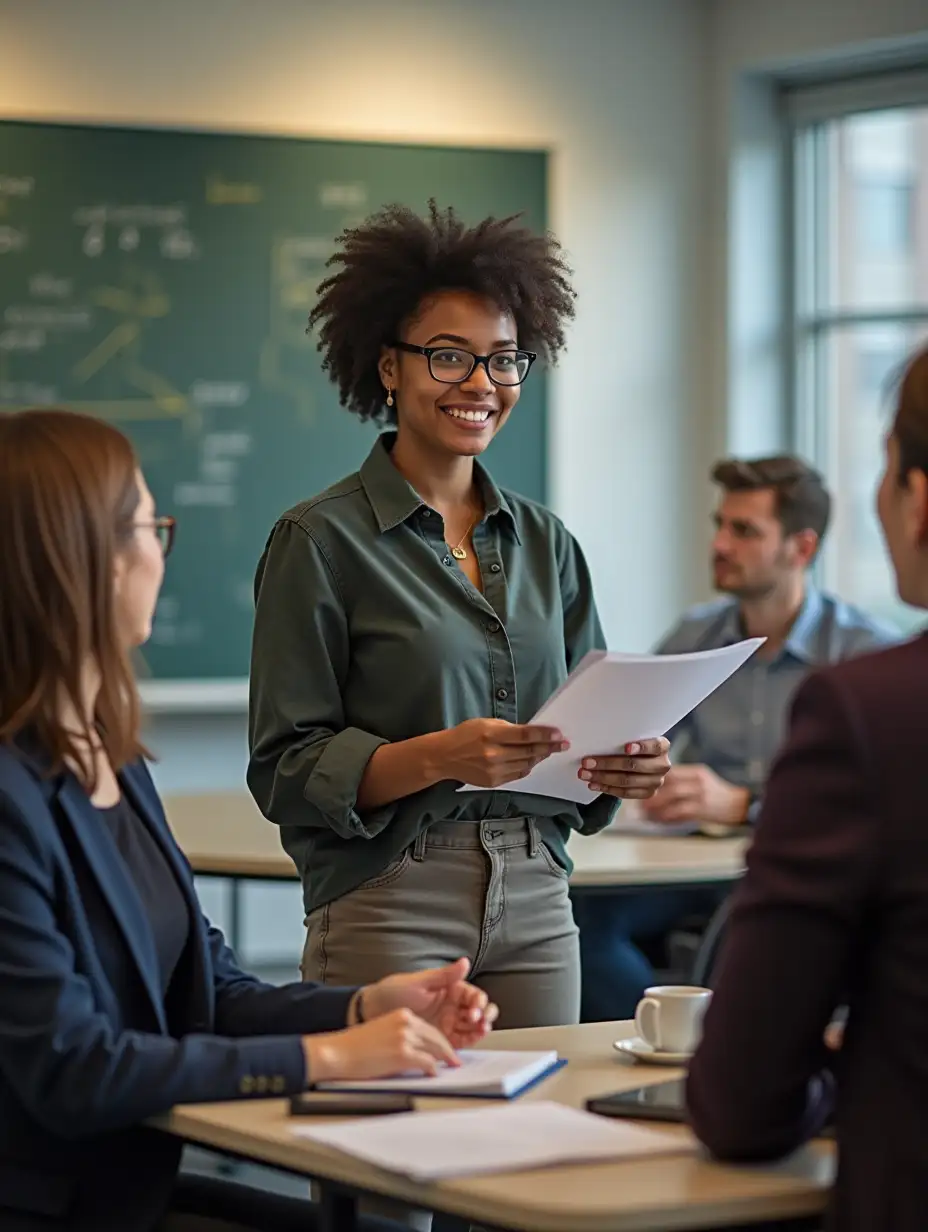 Linguist professor teaching students in university