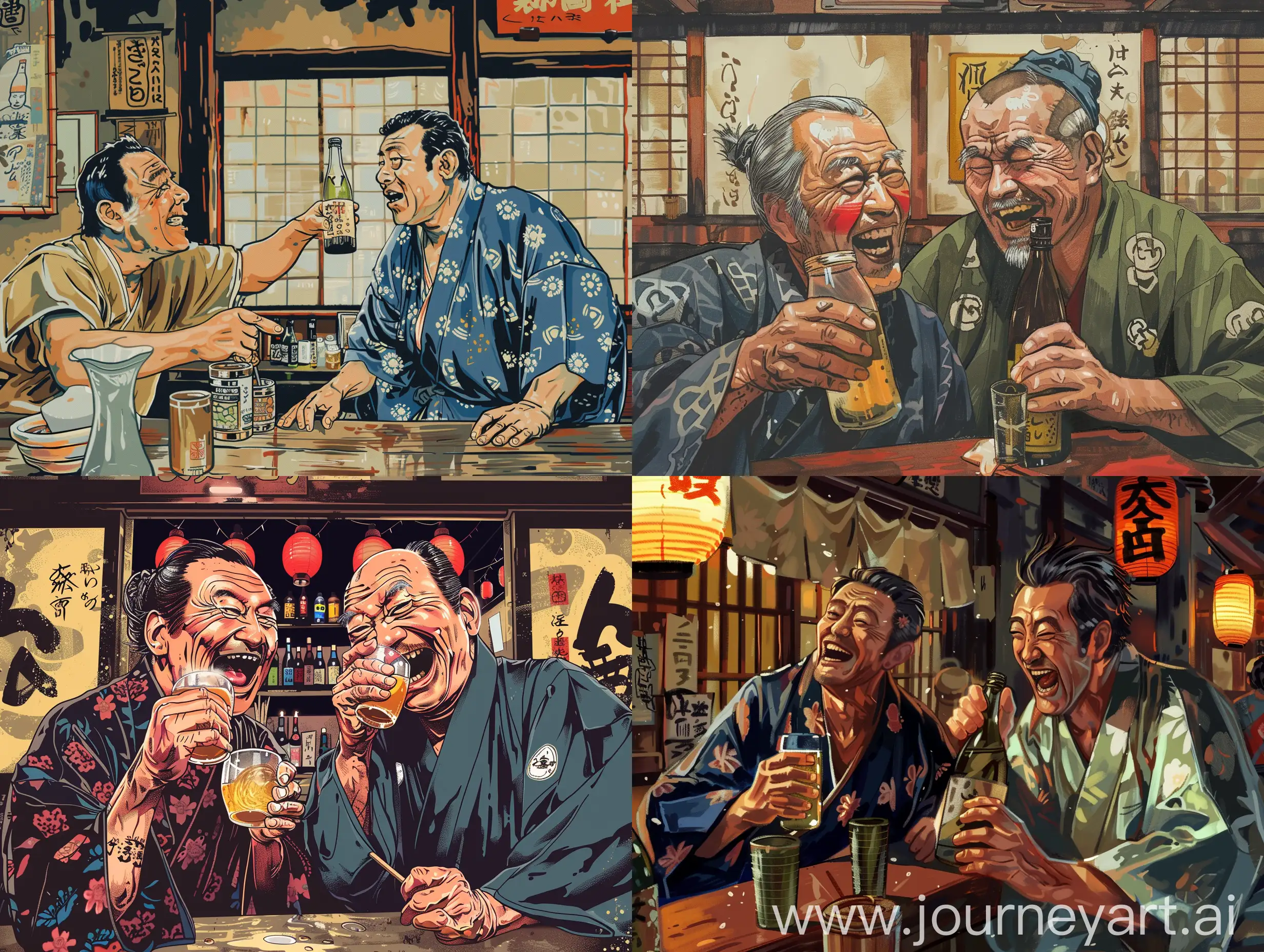 Two-Men-Enjoying-Sake-in-a-Traditional-Japanese-Bar