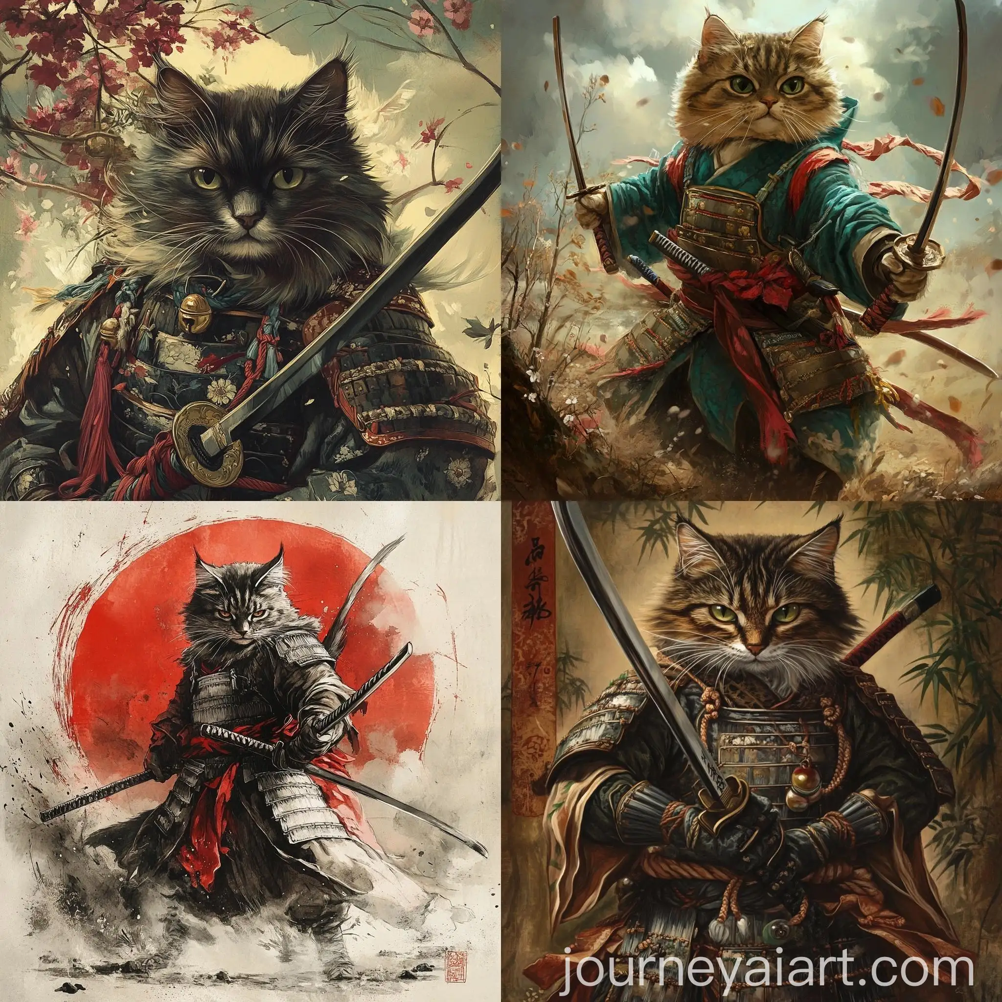Dynamic-Siberian-Cat-Samurai-Artwork-with-Nature-Integration