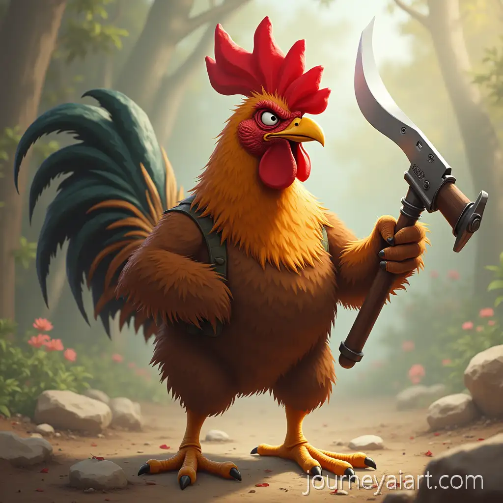 Fierce-and-IntAngry-anthropomorphic-chickenimidating-Anthropomorphic-Chicken-in-Combat