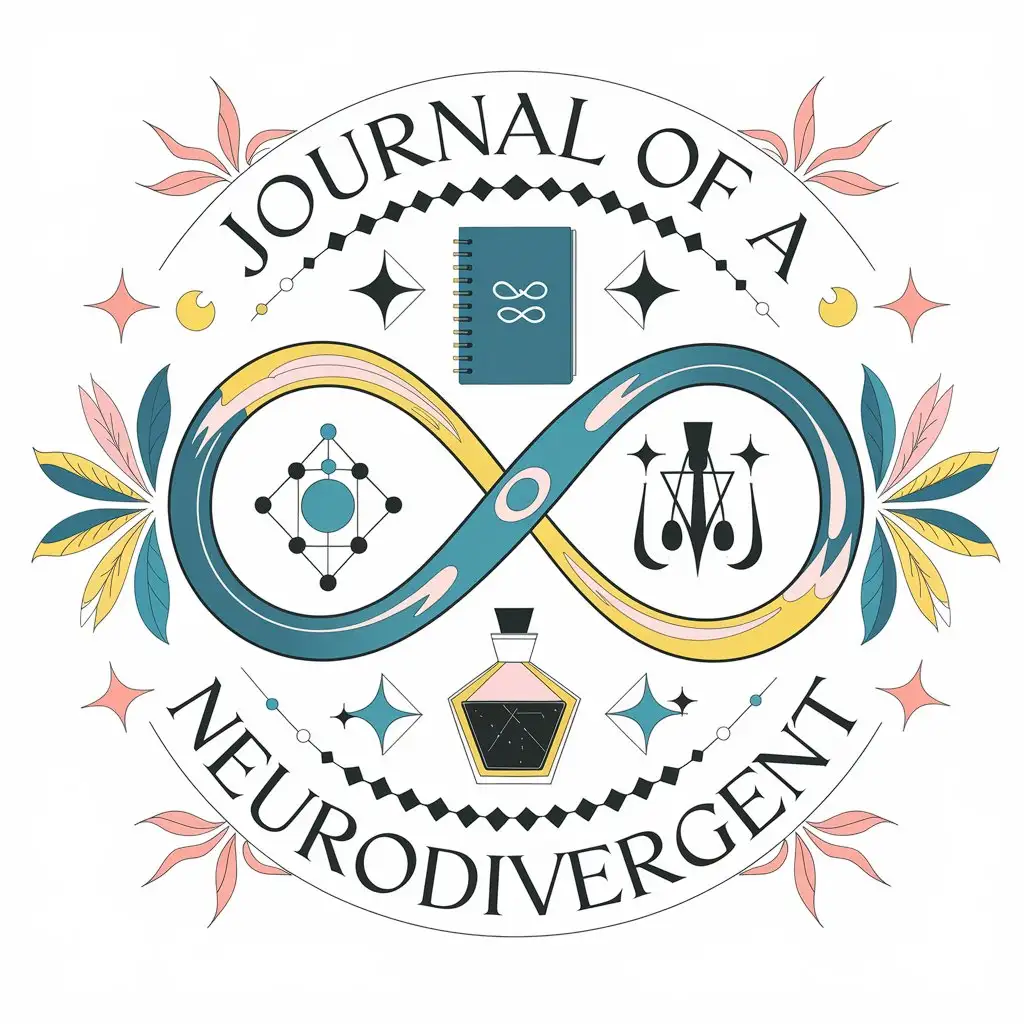 LOGO Design for Journal of a NeuroDivergent Saturn Outline Infinity Sign Biotech and Beauty Industry Theme