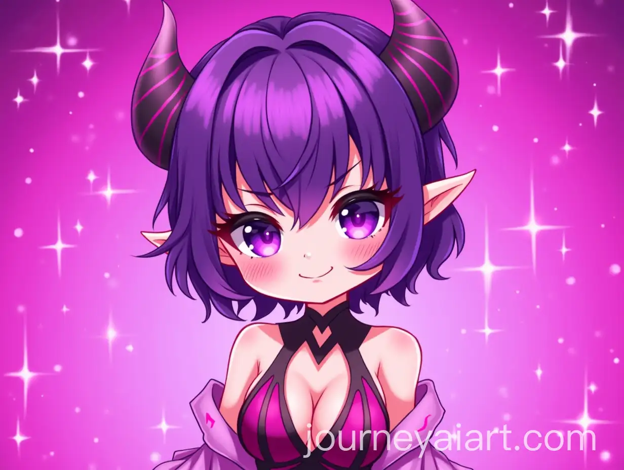 Chibi-Demon-Girl-with-Purple-Hair-and-Mischievous-Smile-in-Magical-Starry-Background