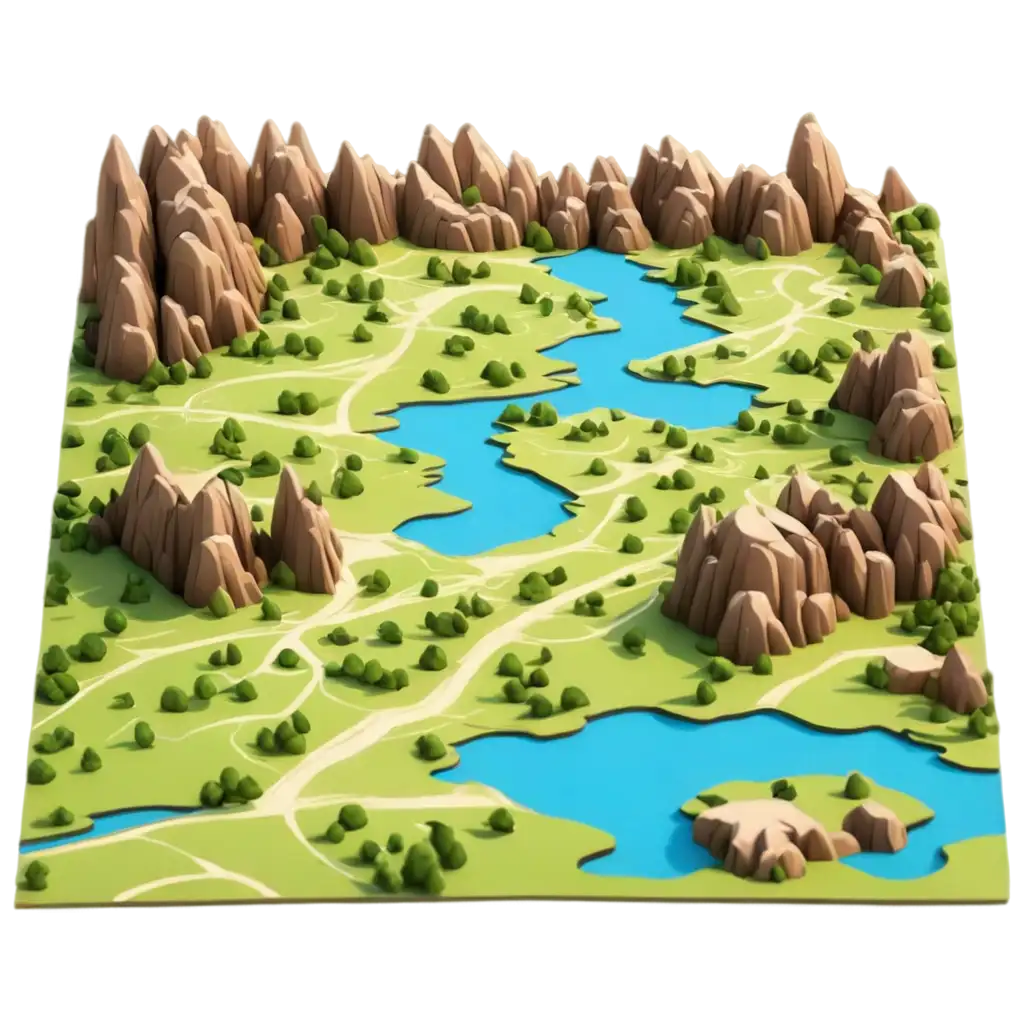 3D-Cartoon-Map-Roll-PNG-Image-Perfect-for-Creative-Designs-and-Illustrations