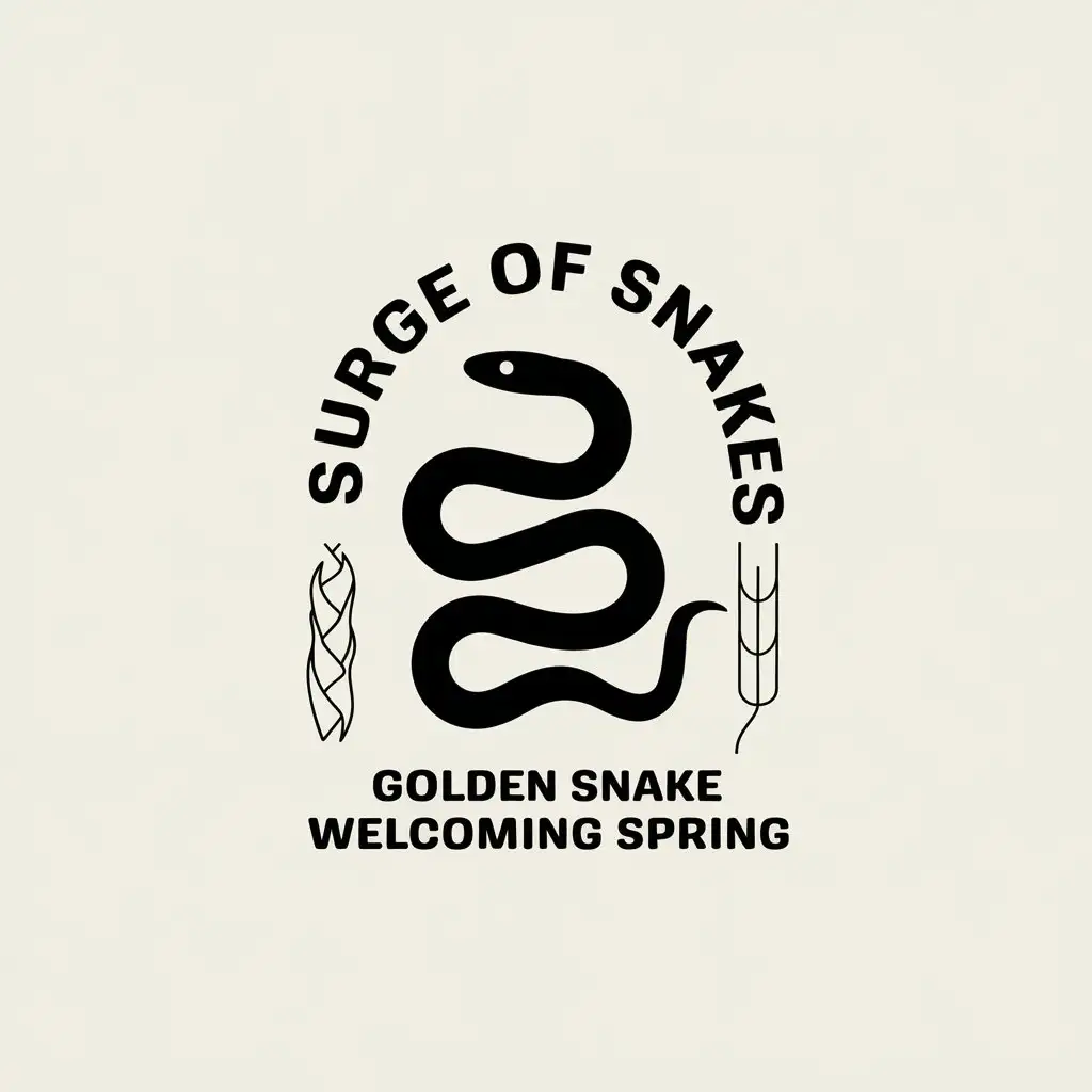 LOGO Design for A Surge of Snakes Golden Snake Welcoming Spring with Clear Background