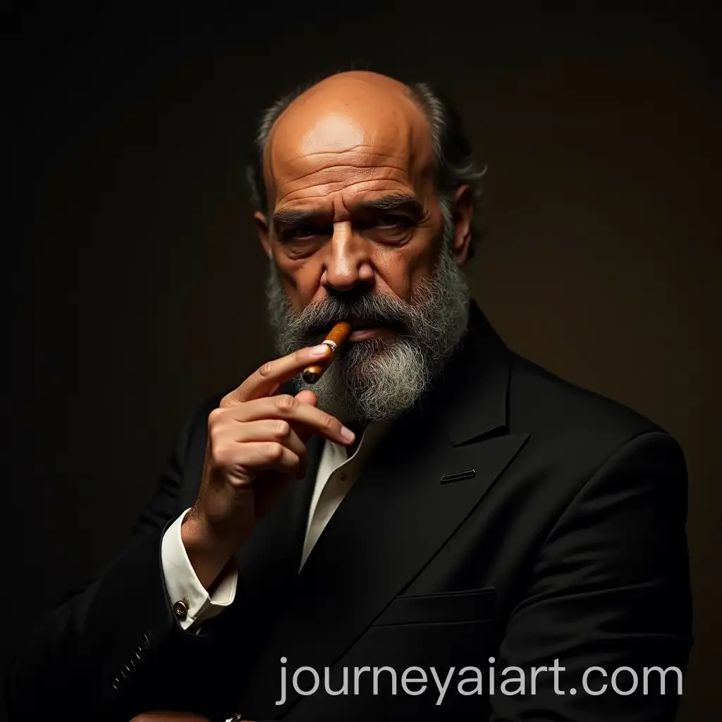 Shah-Rukh-Khan-as-a-Bald-Bearded-Godfather-Smokes-Cigar-in-Classic-Attire