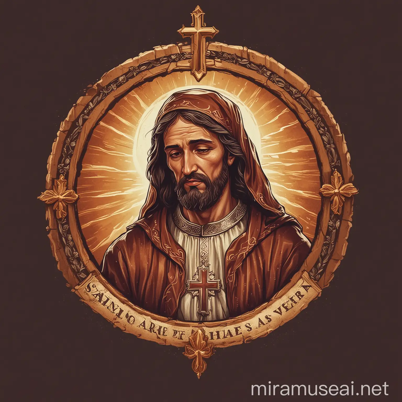 Create a logo for a social media fanpage whose content will be Catholic prayers, the channel is called 'Hombre de Dios' the logo will be used in profile photos, watermarks and merch