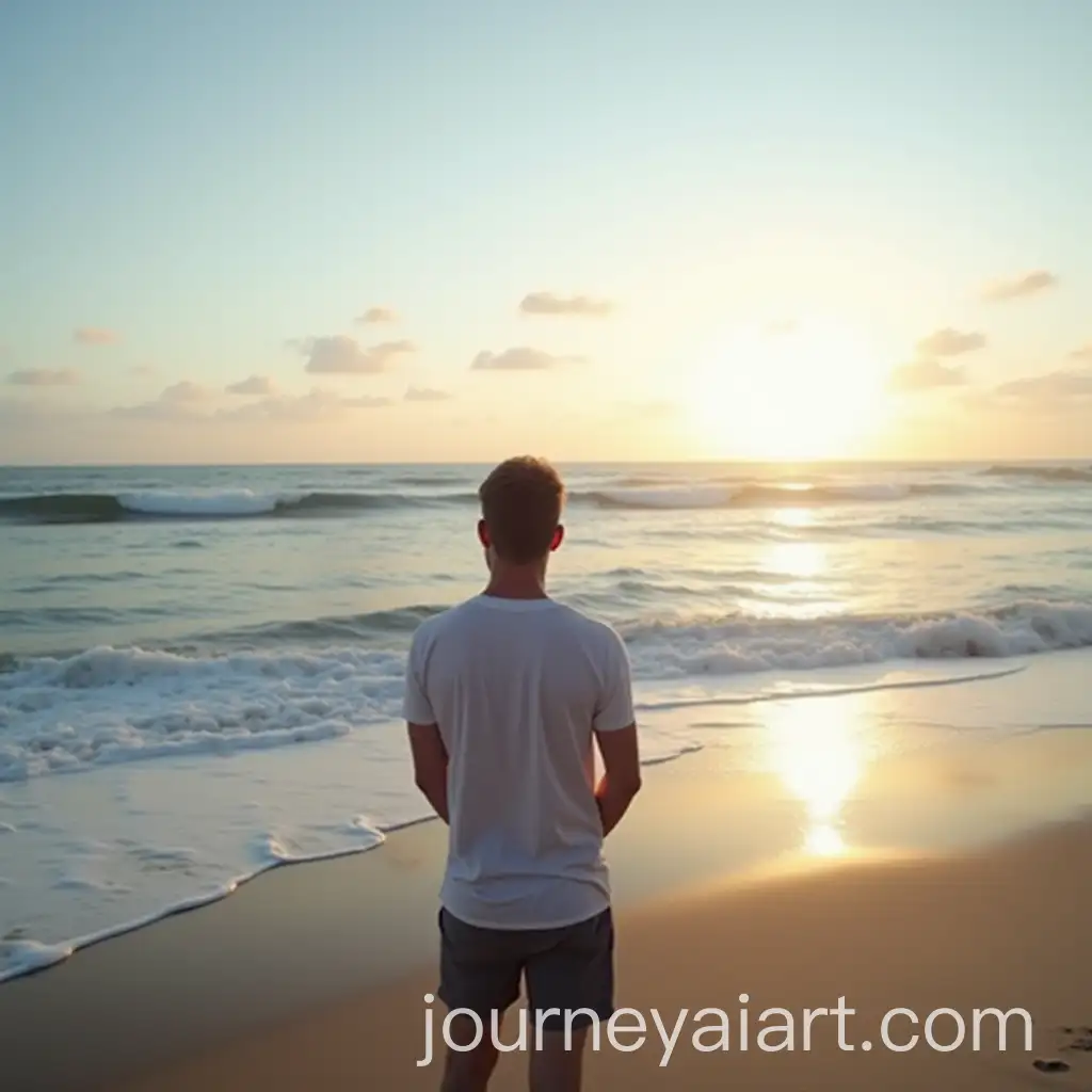 Man-Contemplating-Horizon-at-Beach