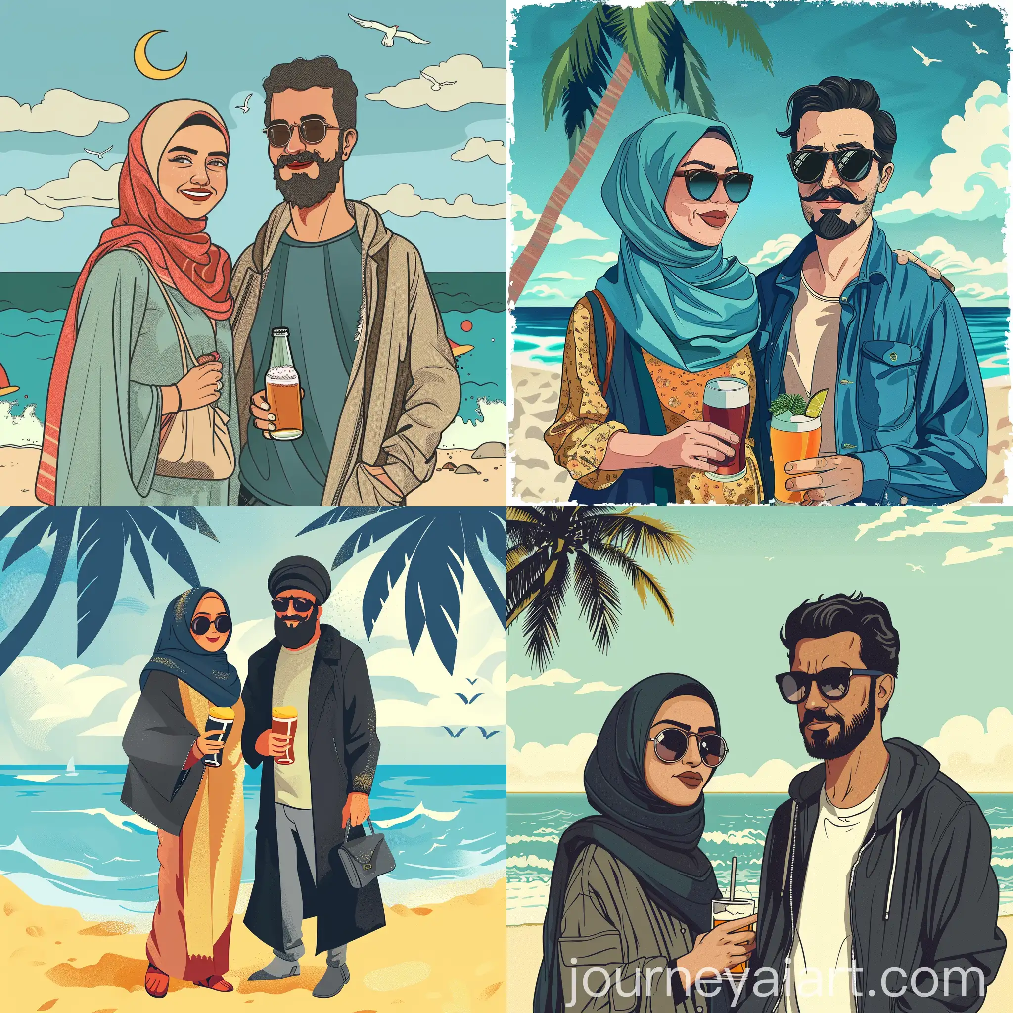 Muslim-Couple-Enjoying-Beach-Vacation-Together