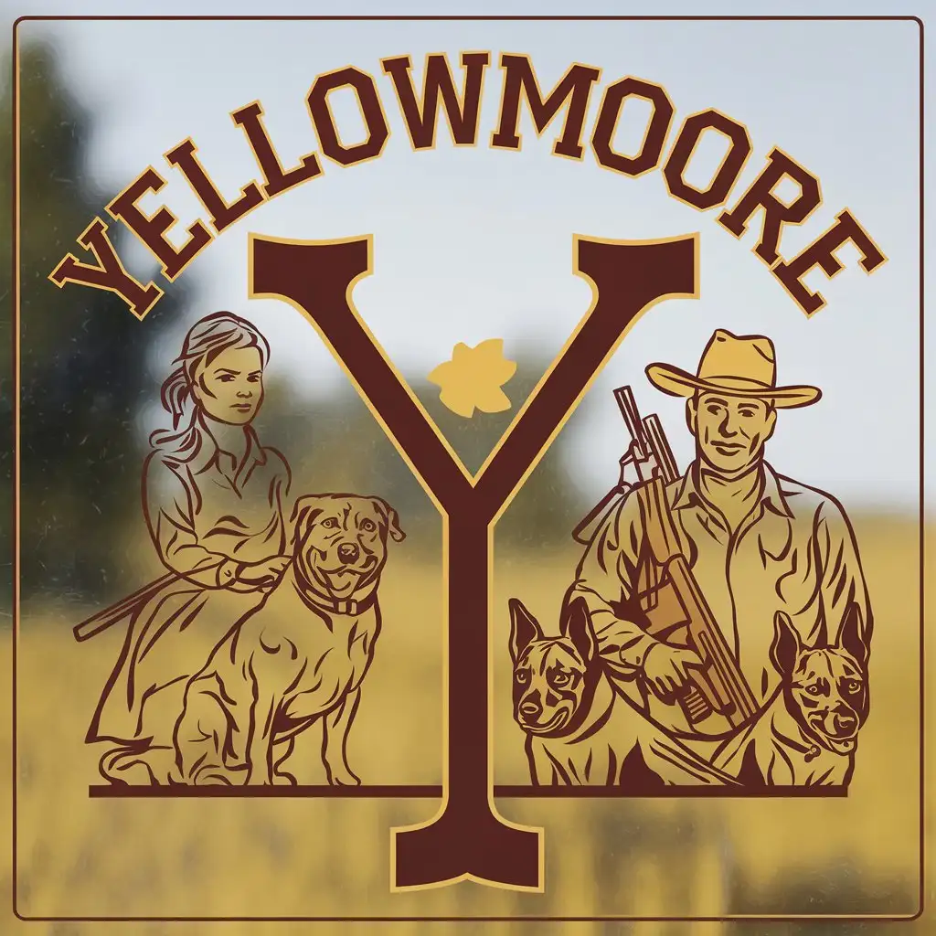 LOGO Design for YellowMoore LineDrawing People Dogs and Y Symbol with Gundogs Theme