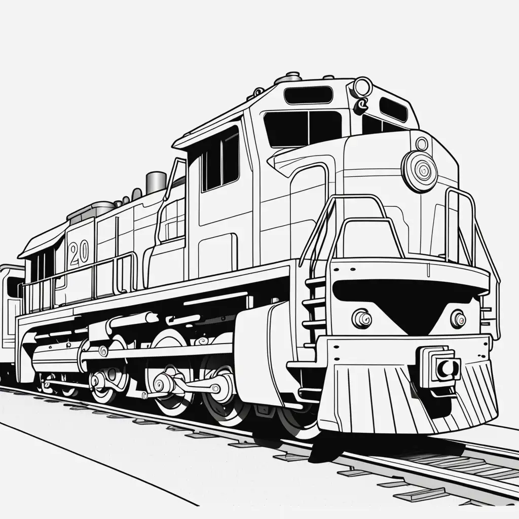 Cartoon Style Coloring Page of American Type 220 Locomotive