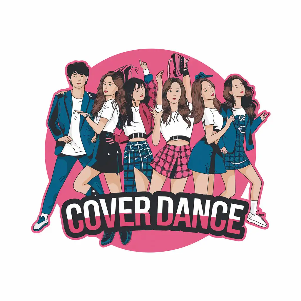 LOGO Design for Cover Dance Kpop HighTeen Dancers with Pink Background